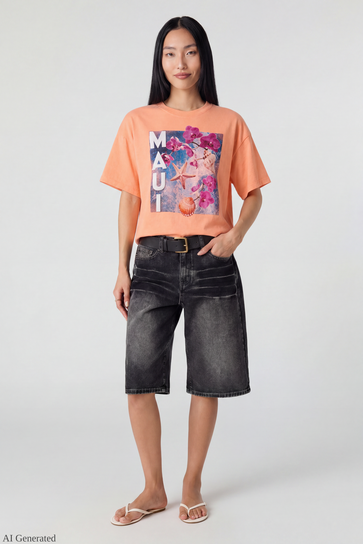 Alt View 2. Summer Graphic Boyfriend T-Shirt - Coral