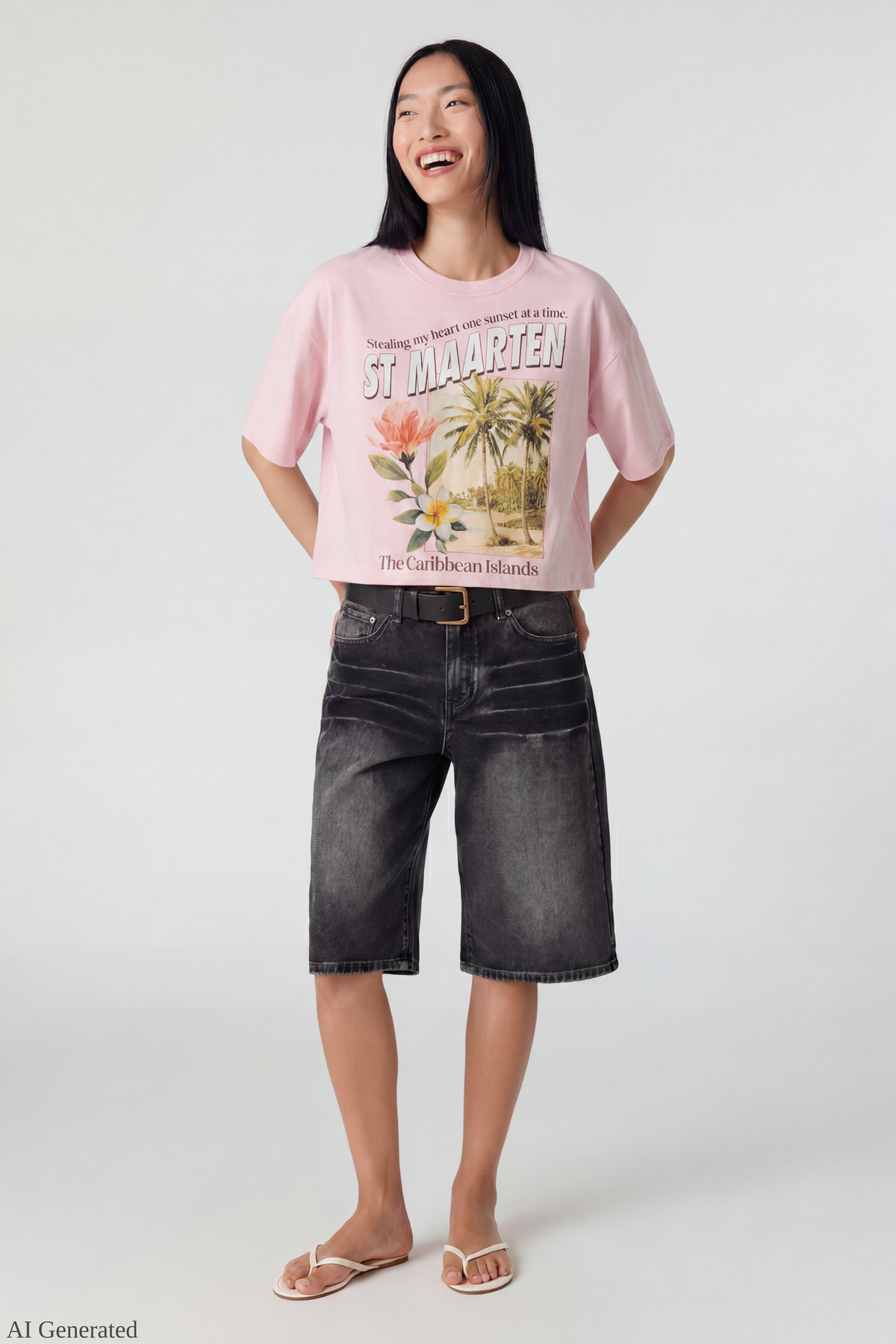 Alt View 2. Summer Graphic Boyfriend T-Shirt - Light Pink