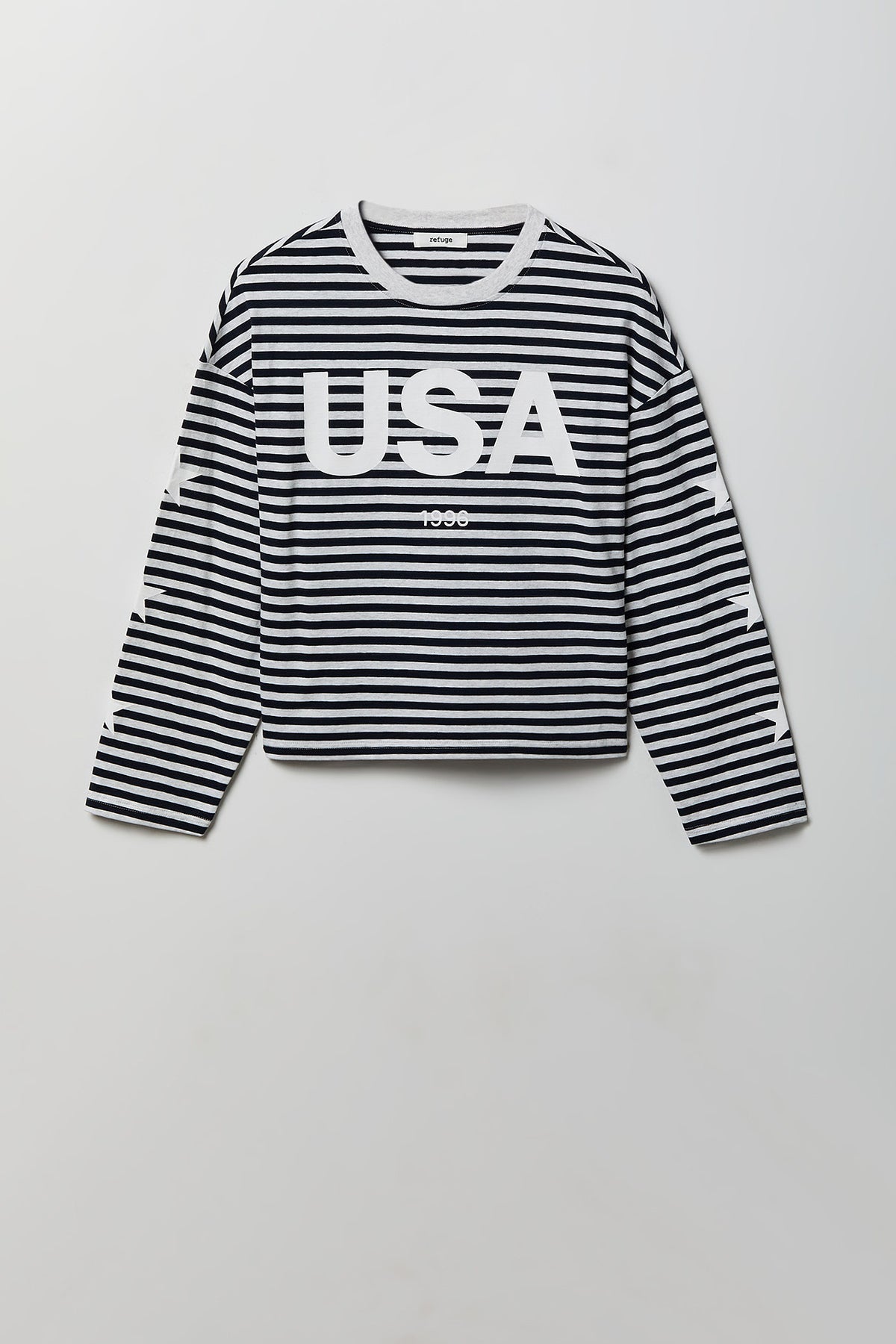 Graphic Striped Long Sleeve Top - Dark Grey
