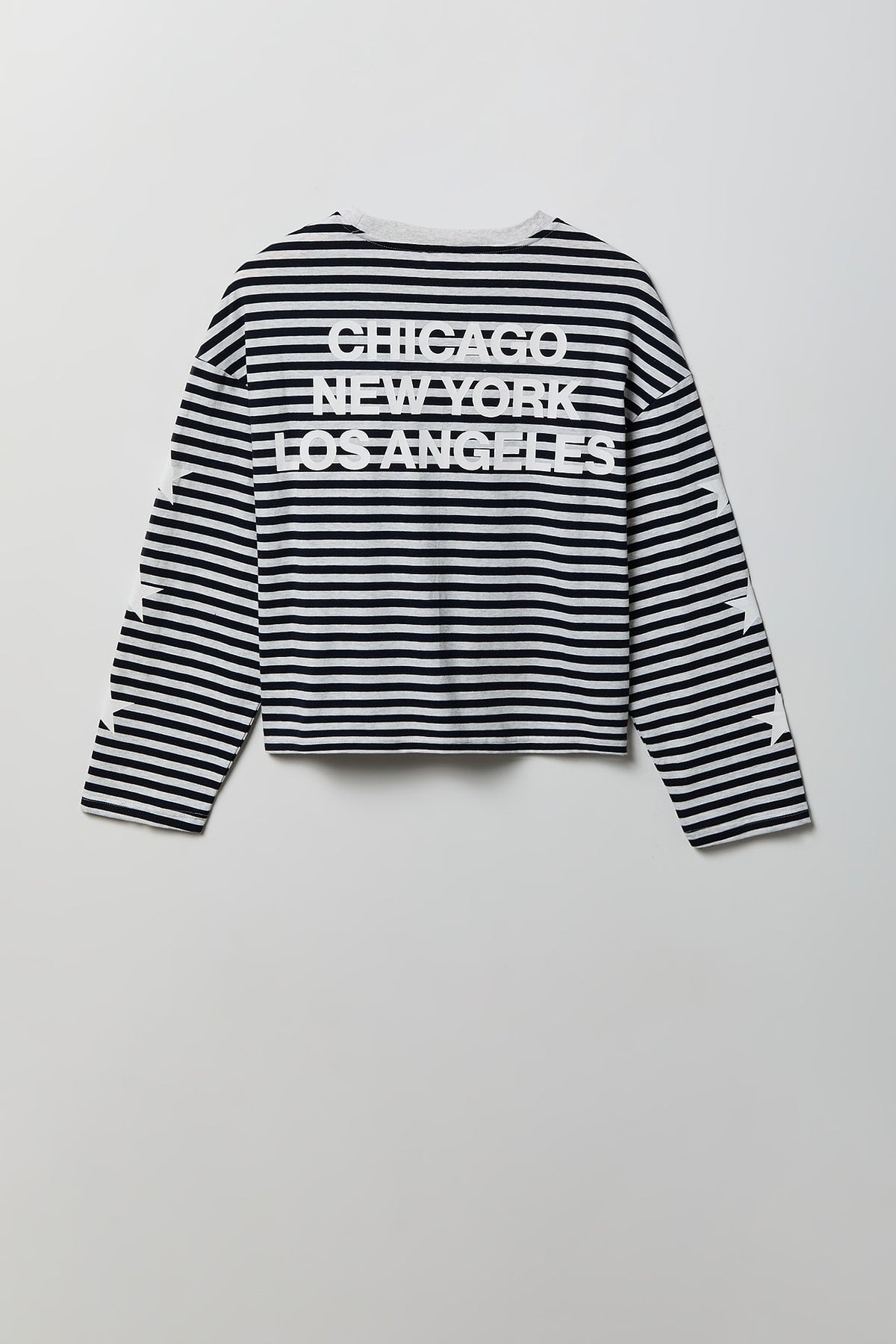 Alt View 2. Graphic Striped Long Sleeve Top - Dark Grey