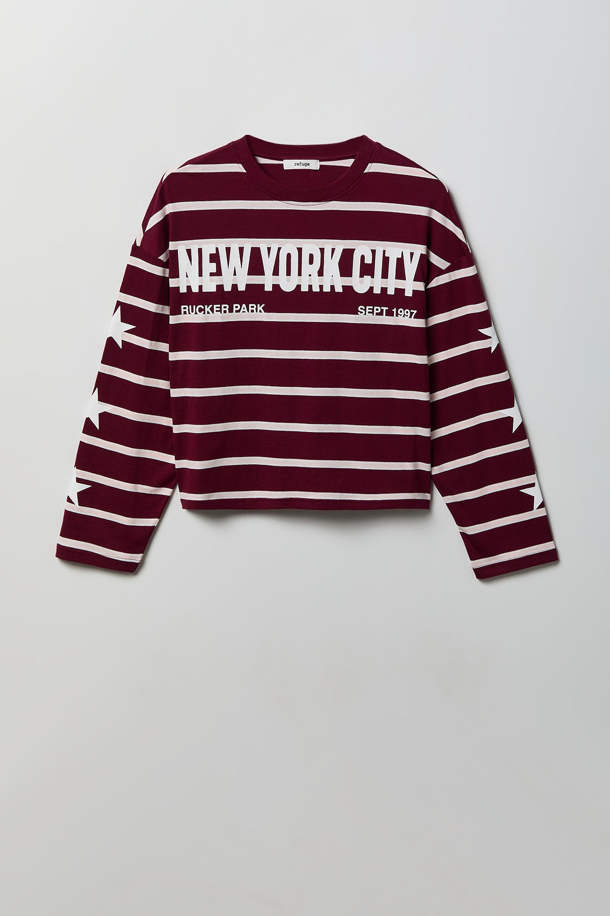 Graphic Striped Long Sleeve Top - Dark Red