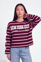 Graphic Striped Long Sleeve Top