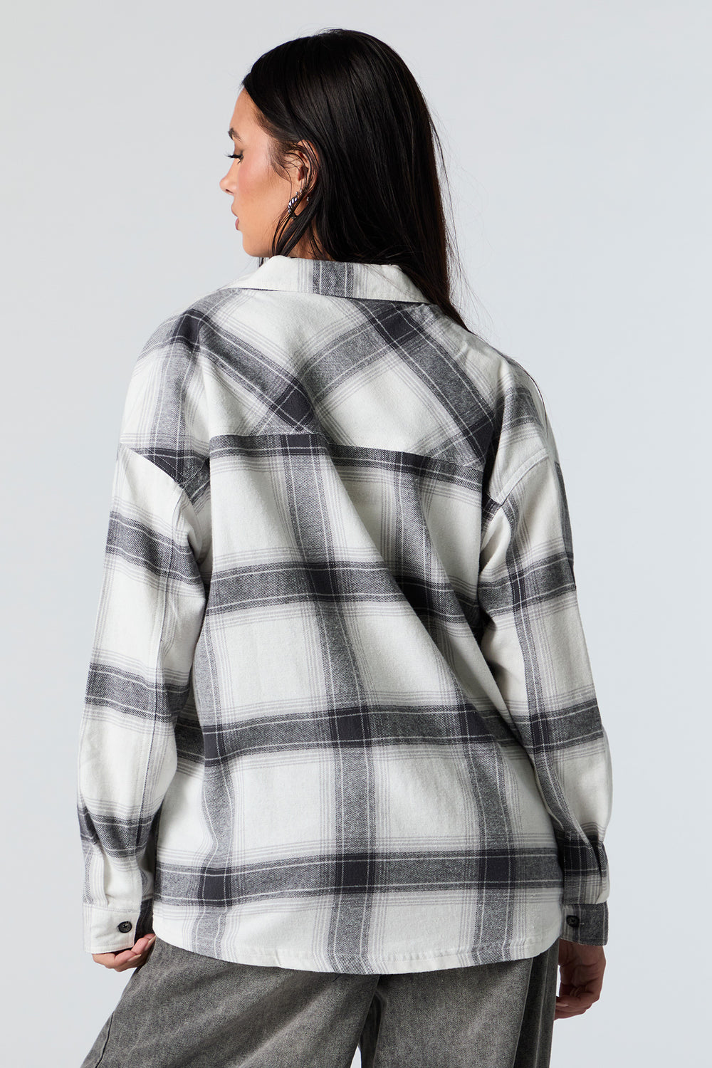 Plaid Flannel Button-Up Top Plaid Flannel Button-Up Top 8