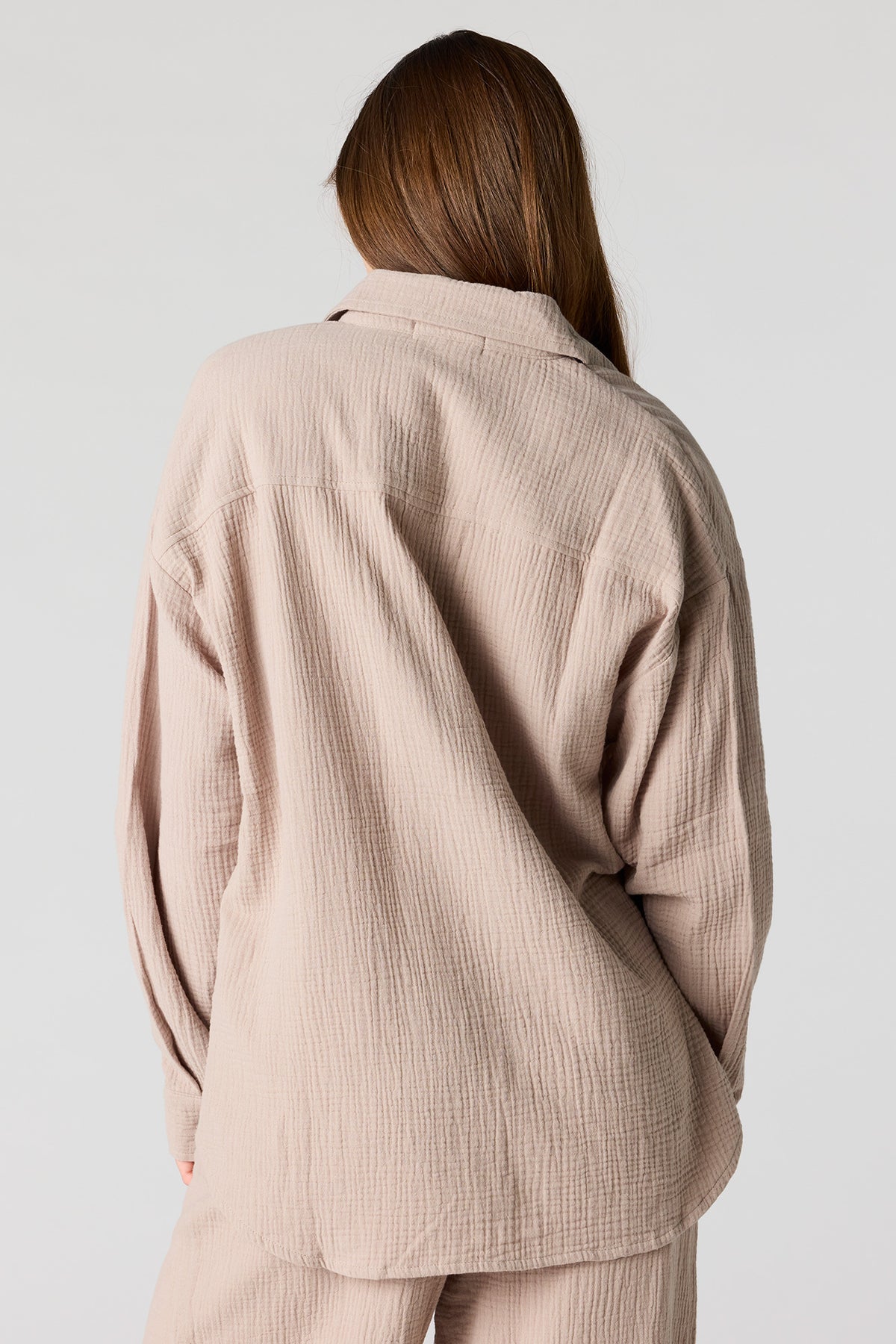 Alt View 11. Textured Oversized Button-Up Top - Light Pink
