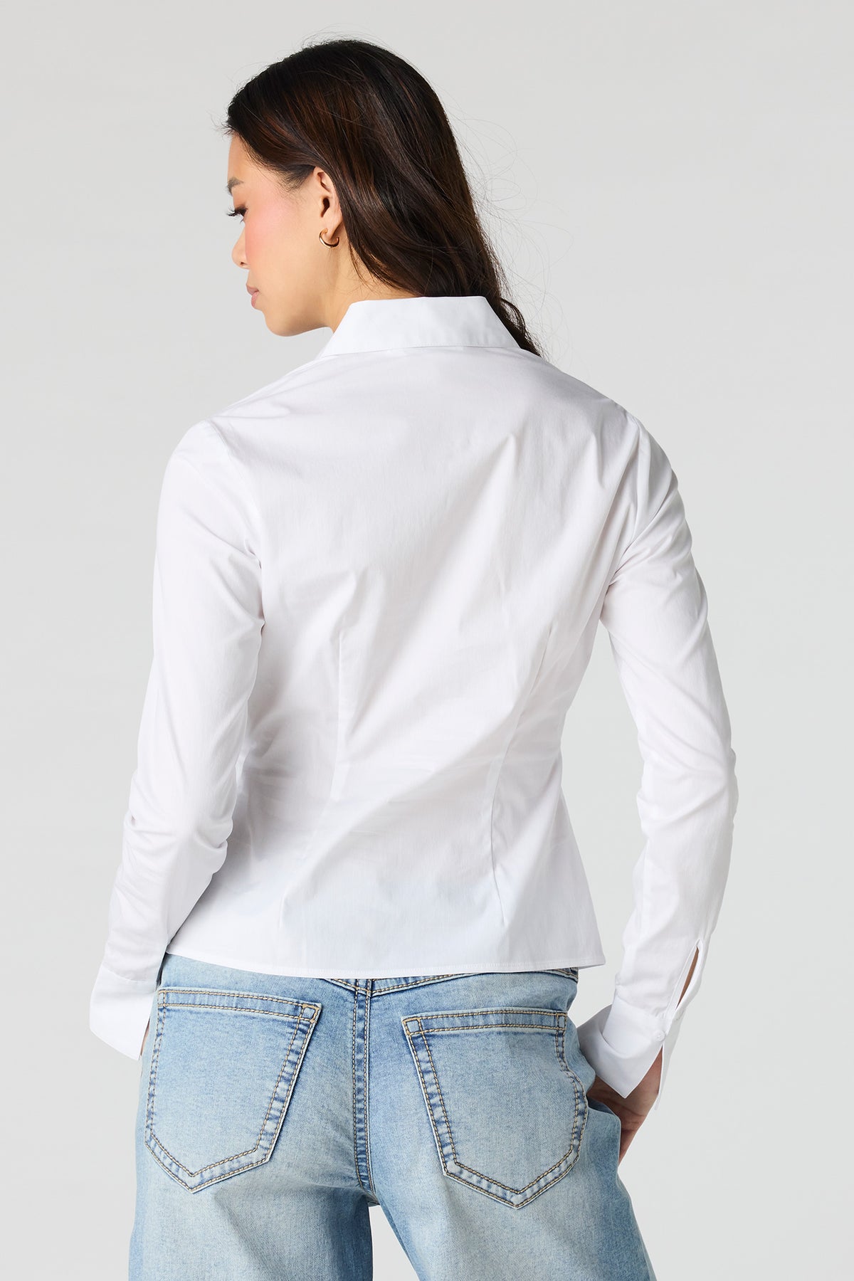 Alt View 2. Slim Fit Button-Up Top - White