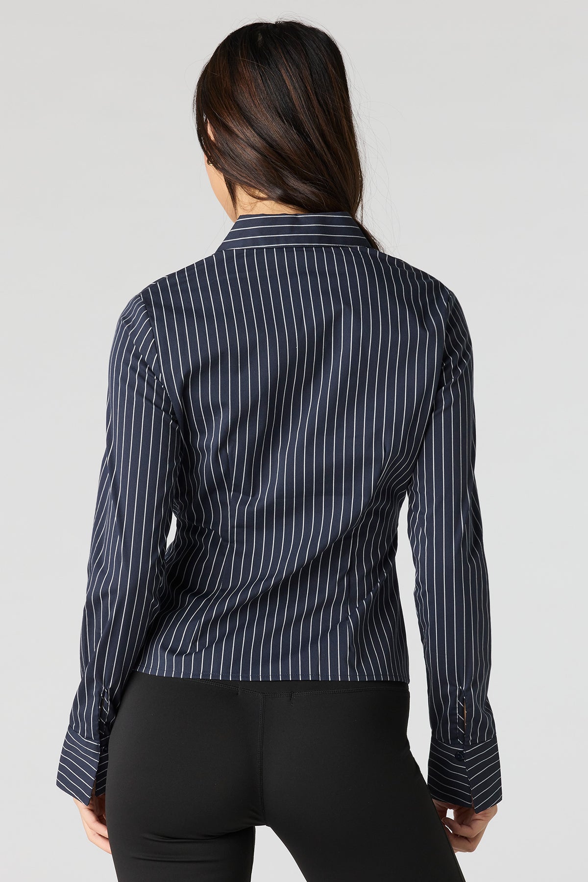 Alt View 2. Slim Fit Button-Up Top - Navy