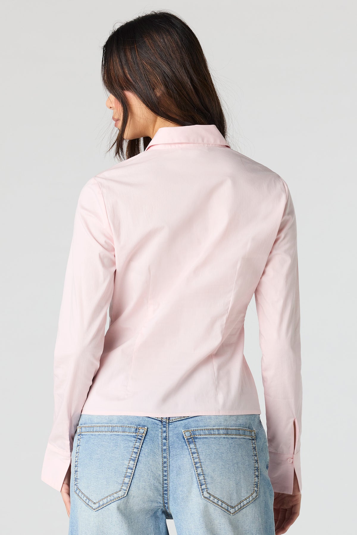 Alt View 2. Slim Fit Button-Up Top - Light Pink