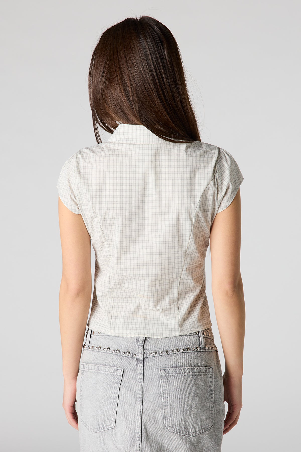Alt View 2. Button-Up Fitted Collared Top - Off White
