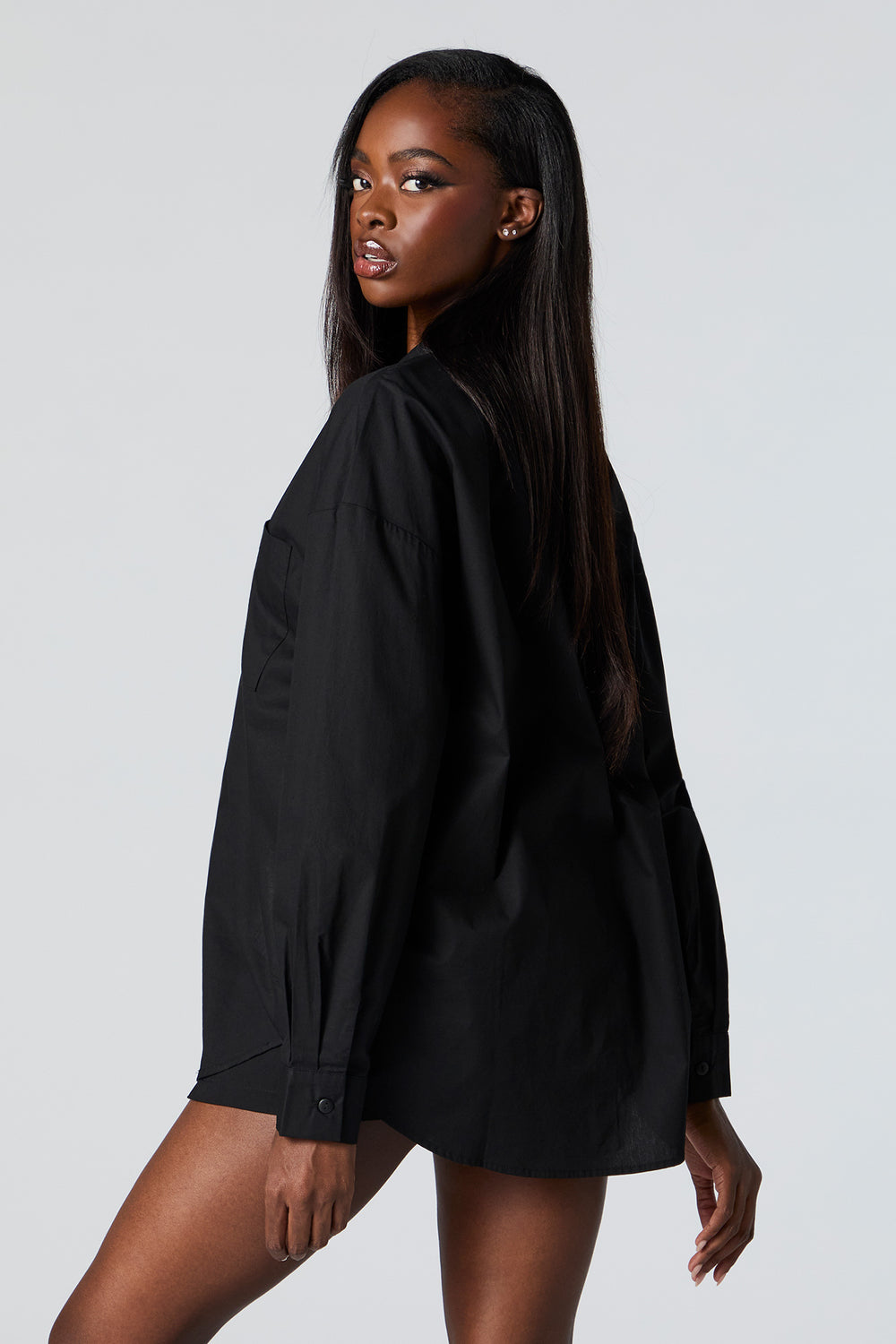 Poplin Oversized Button-Up Top Poplin Oversized Button-Up Top 5