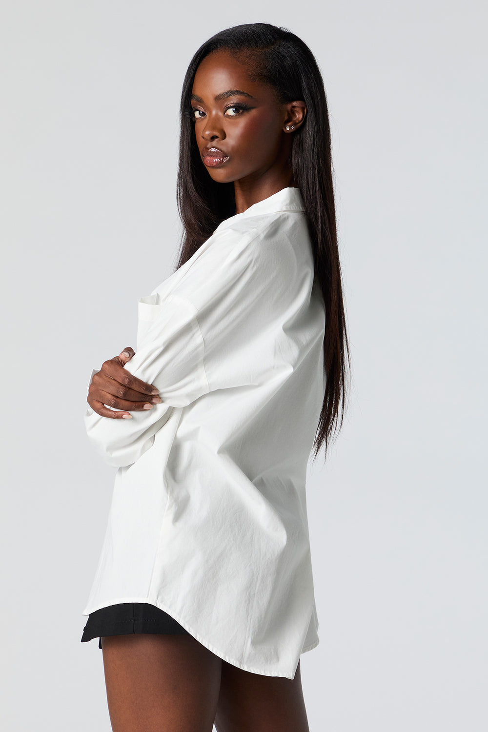 Poplin Oversized Button-Up Top Poplin Oversized Button-Up Top 2