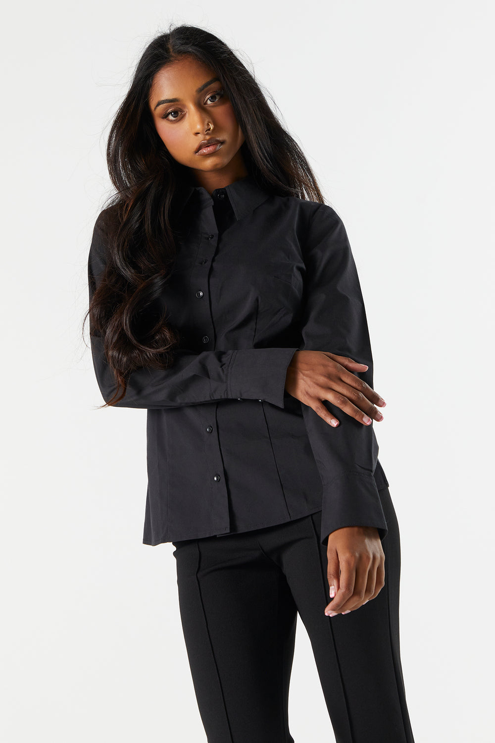 Poplin Button-Up Fitted Shirt Poplin Button-Up Fitted Shirt 4