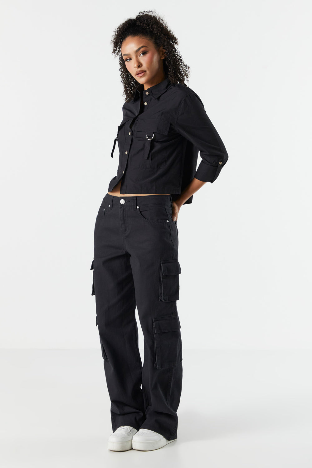 Oversized Poplin D-Ring Button-Up Top Oversized Poplin D-Ring Button-Up Top 3