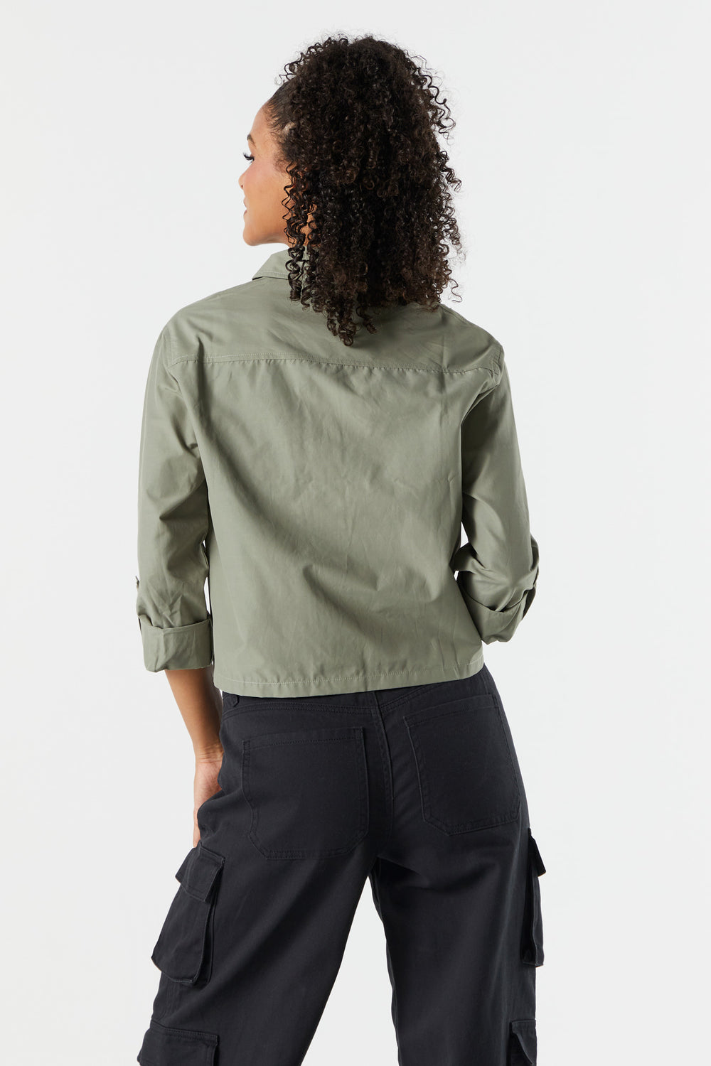 Oversized Poplin D-Ring Button-Up Top Oversized Poplin D-Ring Button-Up Top 5