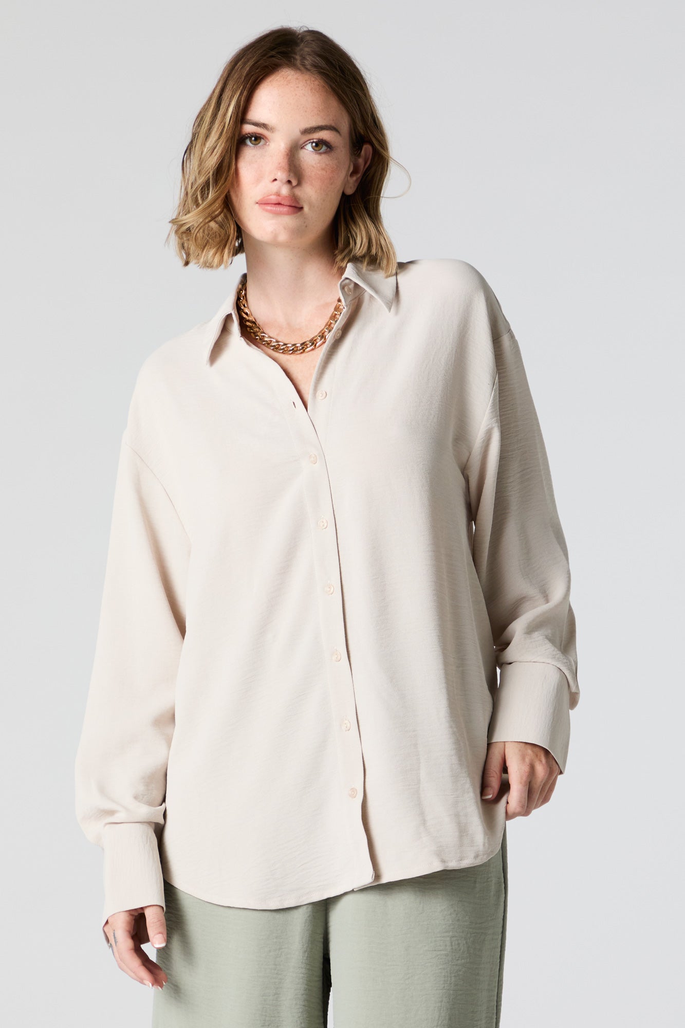 Long Sleeve Button-Up Top