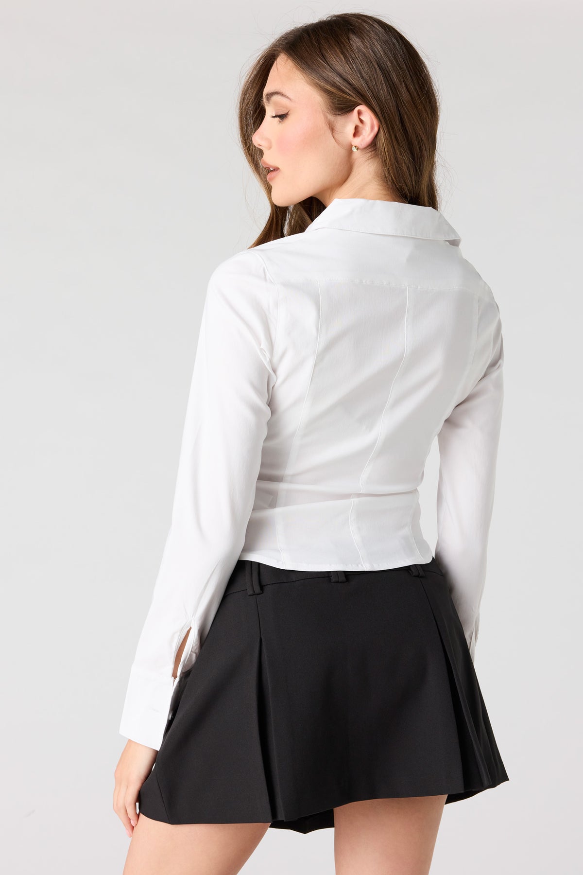 Alt View 2. 2-Way Zip Collared Fitted Top - White