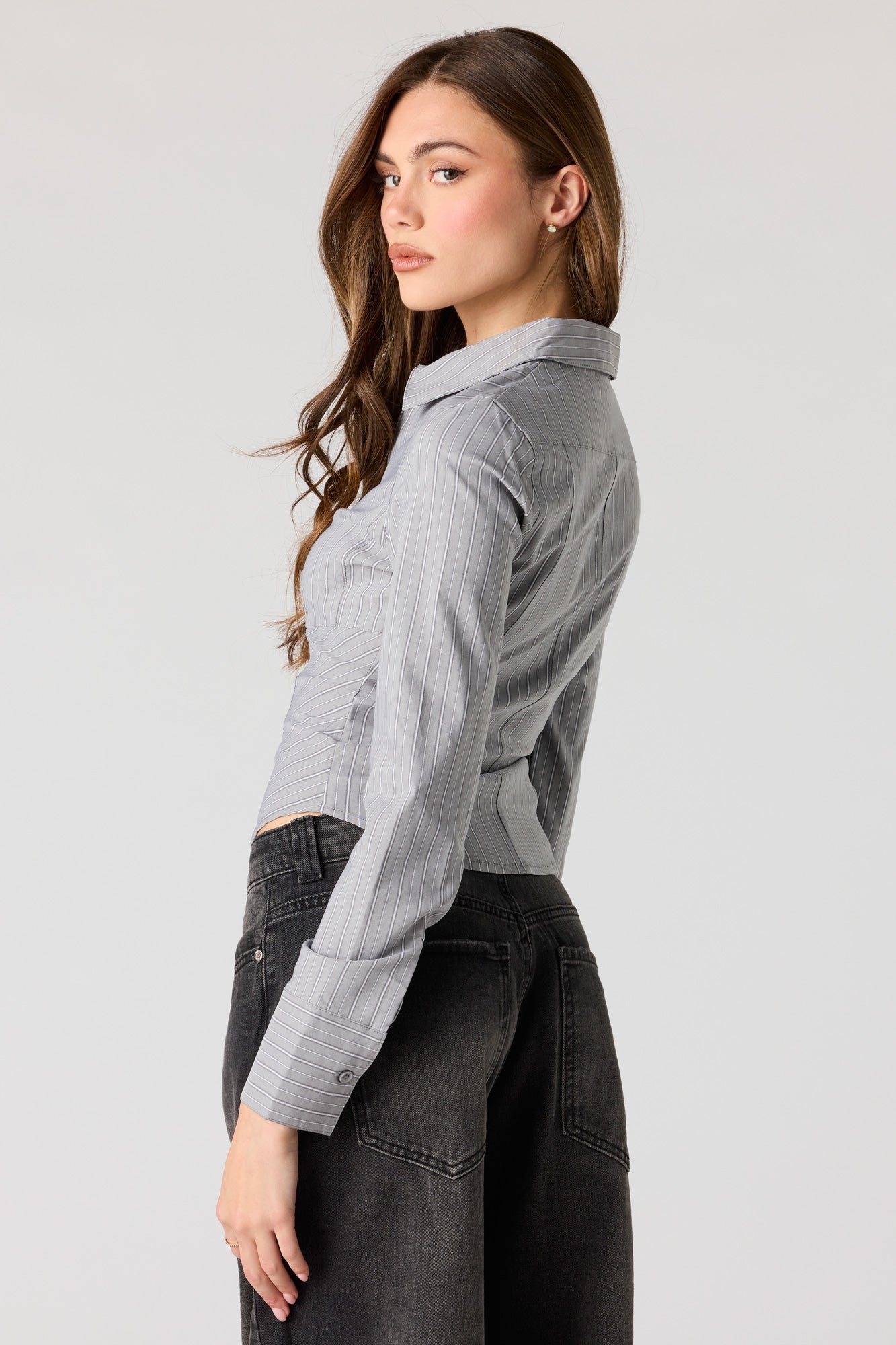 2-Way Zip Collared Fitted Top – Charlotte Russe