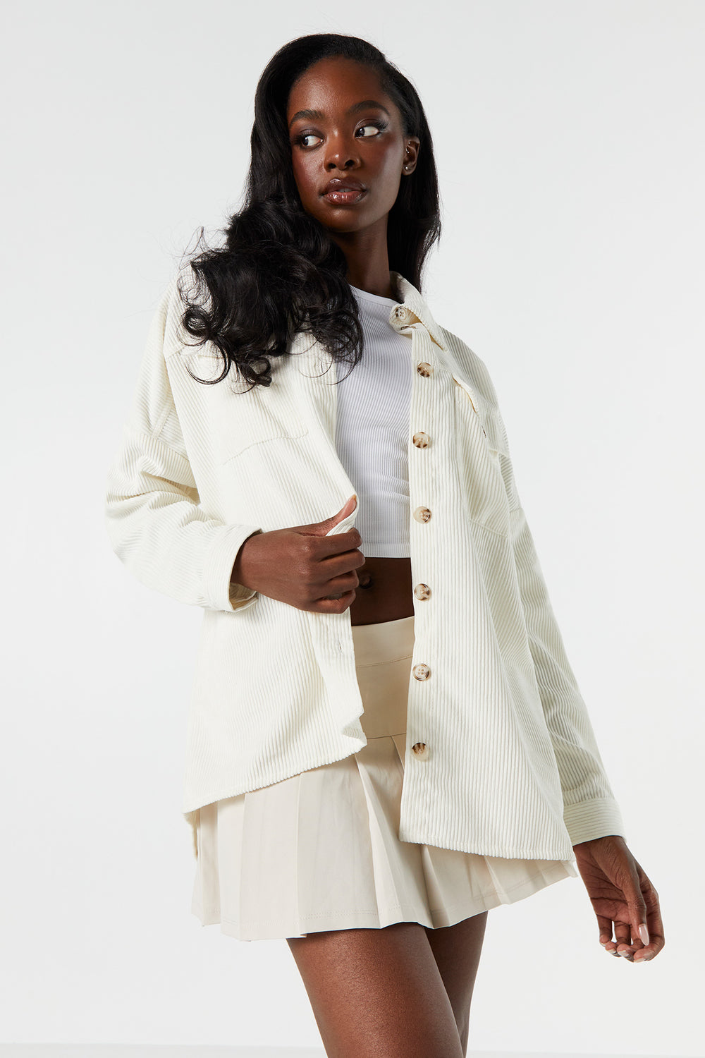 Oversized Corduroy Button-Up Top Oversized Corduroy Button-Up Top 7