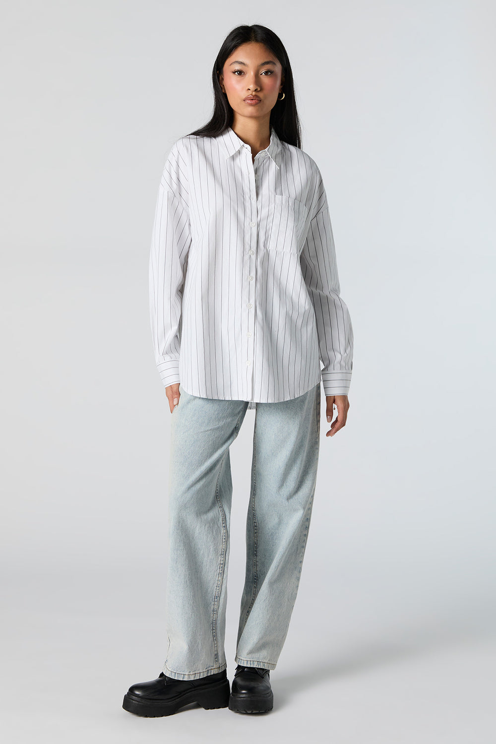 Striped Oversized Button-Up Top Striped Oversized Button-Up Top 6