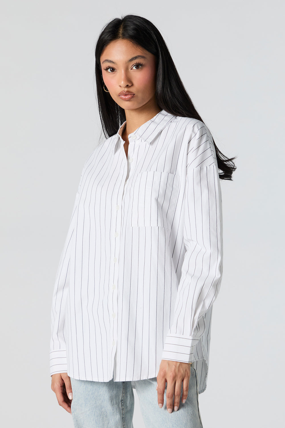 Striped Oversized Button-Up Top Striped Oversized Button-Up Top 4