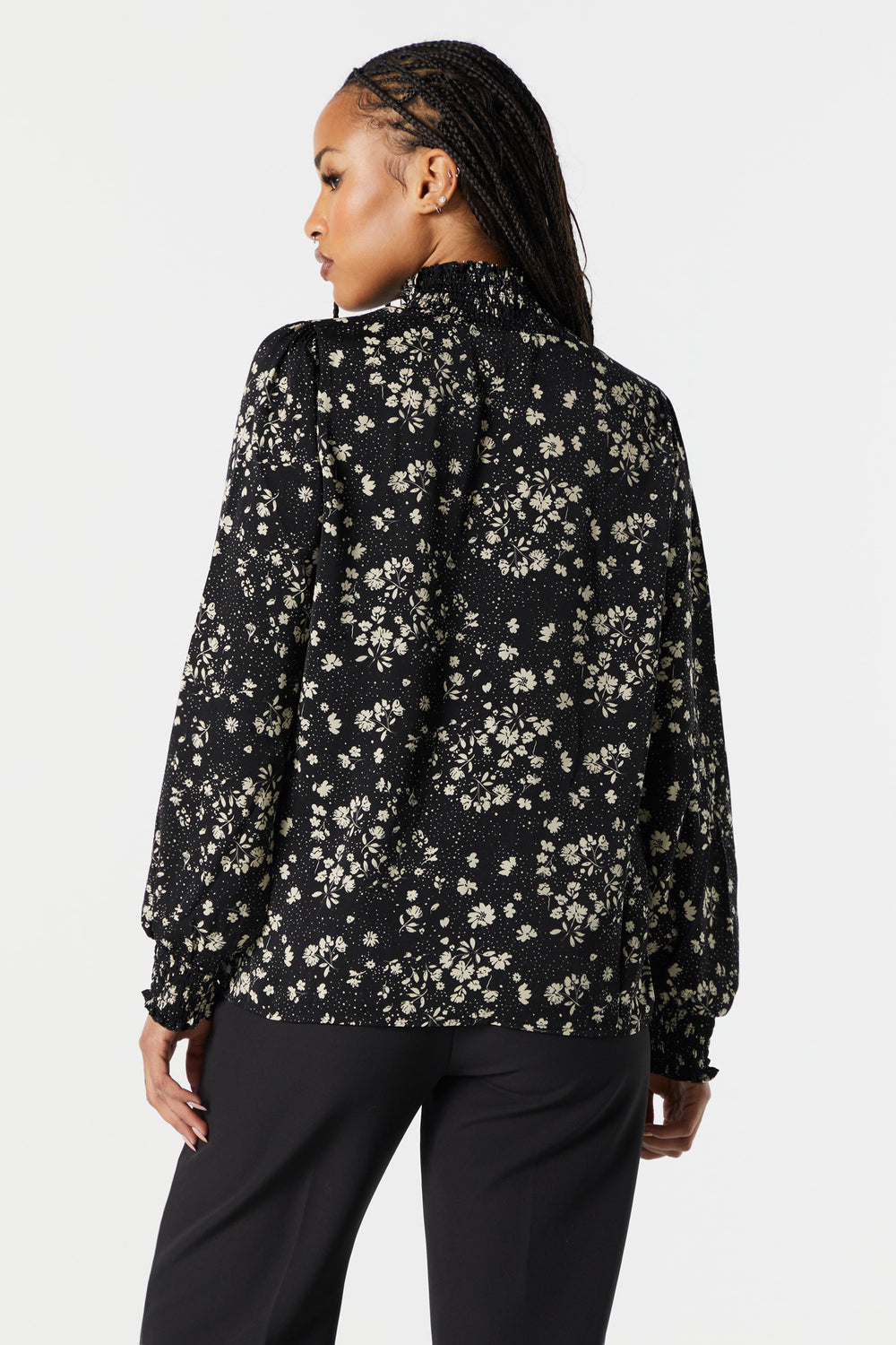 Black Floral Mock Neck Blouse Black Floral Mock Neck Blouse 2