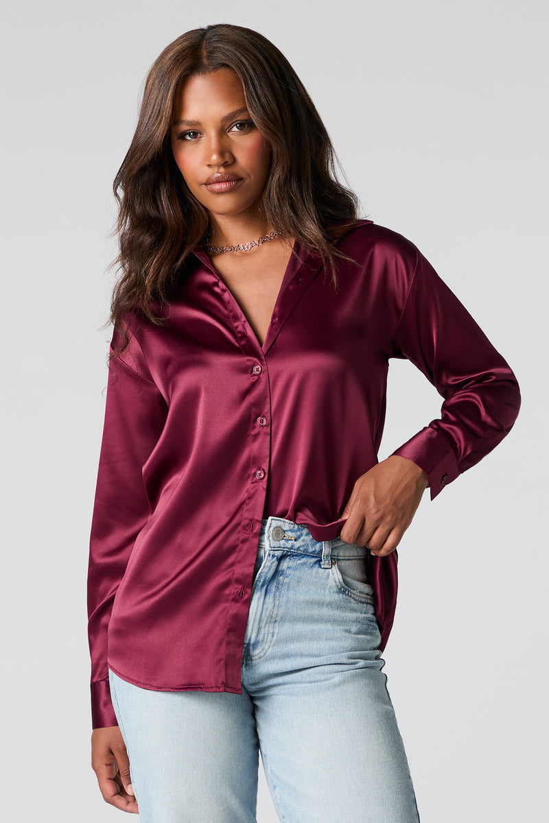 Satin Button-Up Top