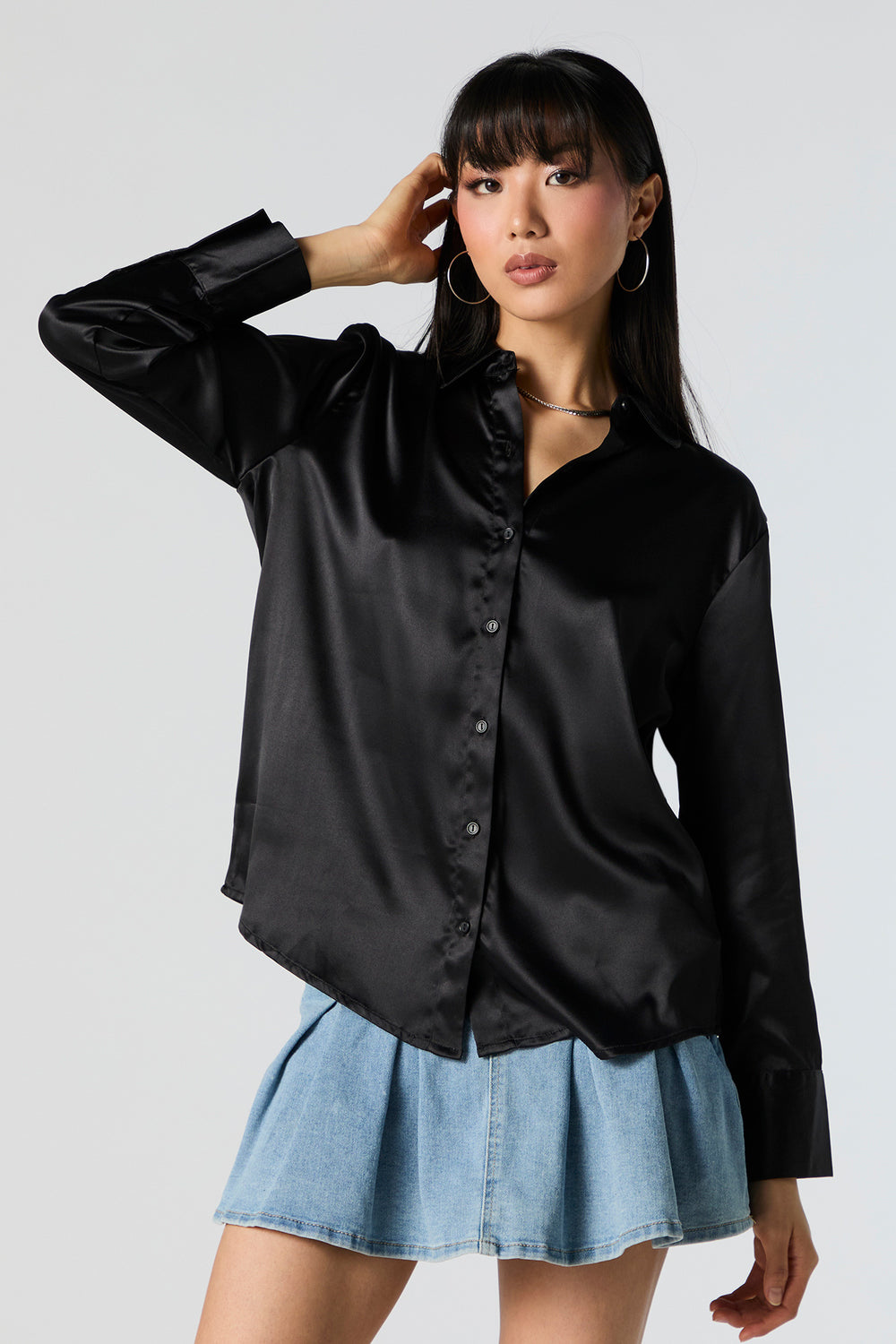 Satin Collared Long Sleeve Top Satin Collared Long Sleeve Top 5