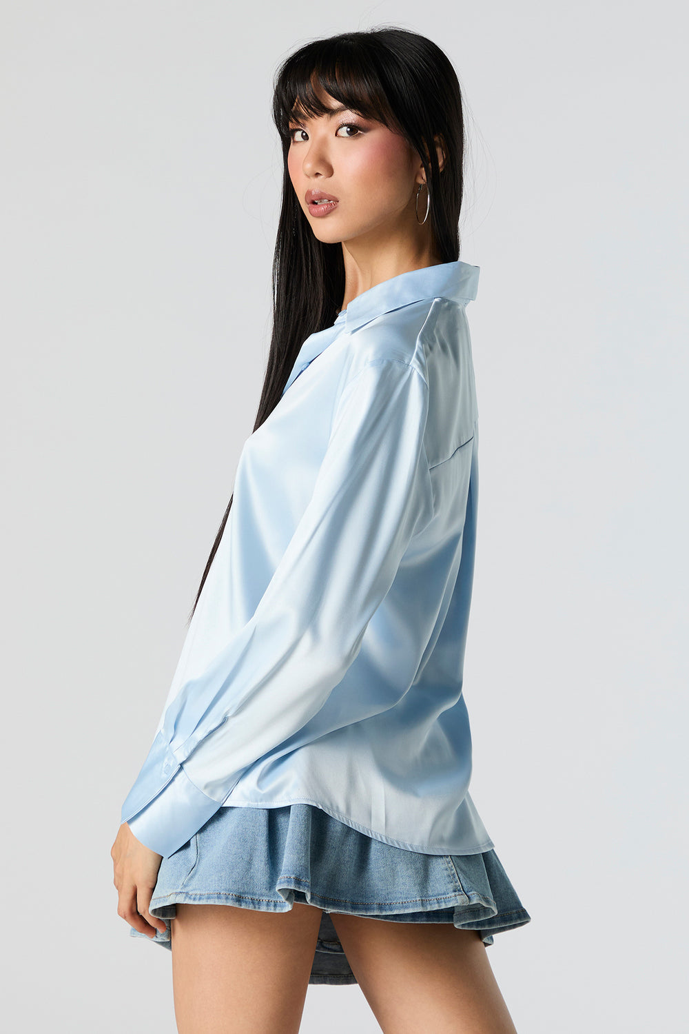 Satin Collared Long Sleeve Top Satin Collared Long Sleeve Top 15