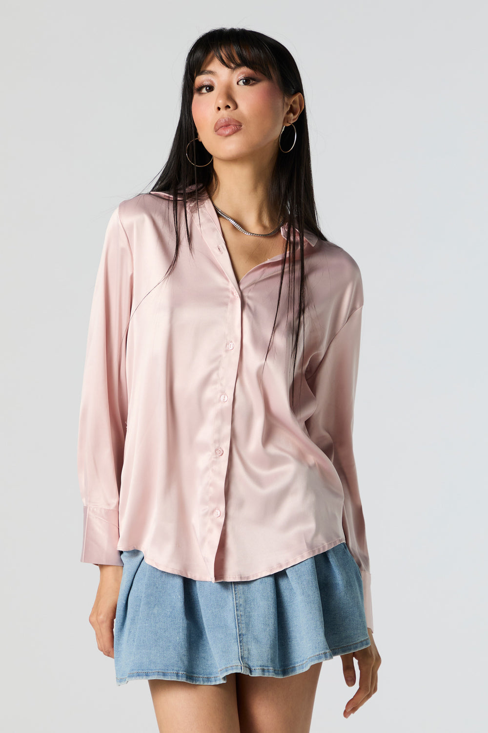 Satin Collared Long Sleeve Top Satin Collared Long Sleeve Top 4