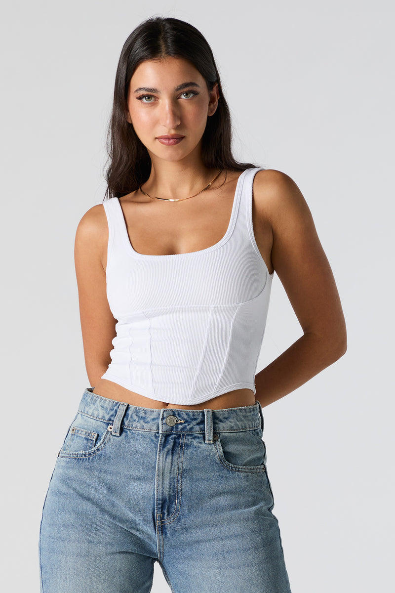 Ribbed Corset Cropped Tank