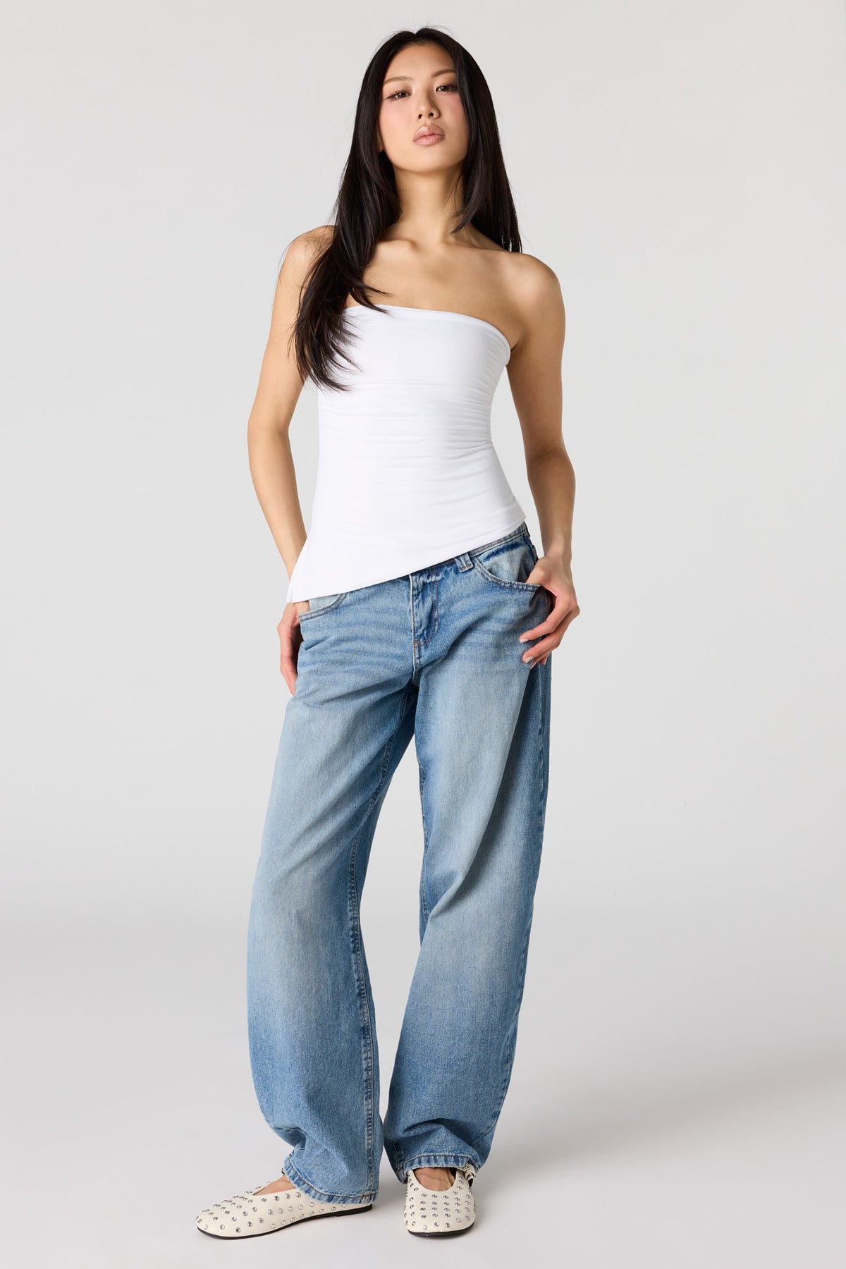 Alt View 3. Contour Asymmetrical Tube Top - White