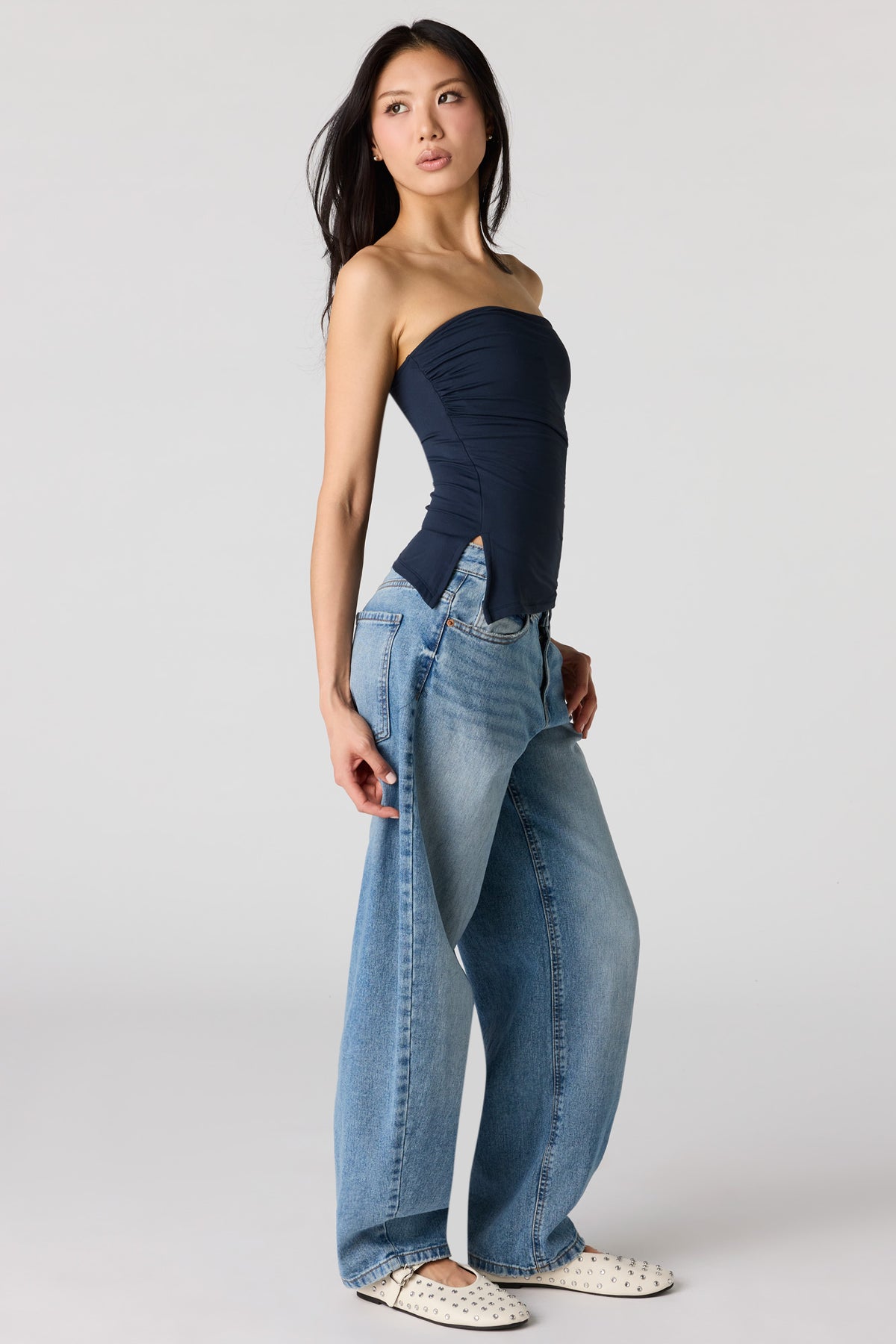 Alt View 3. Contour Asymmetrical Tube Top - Navy