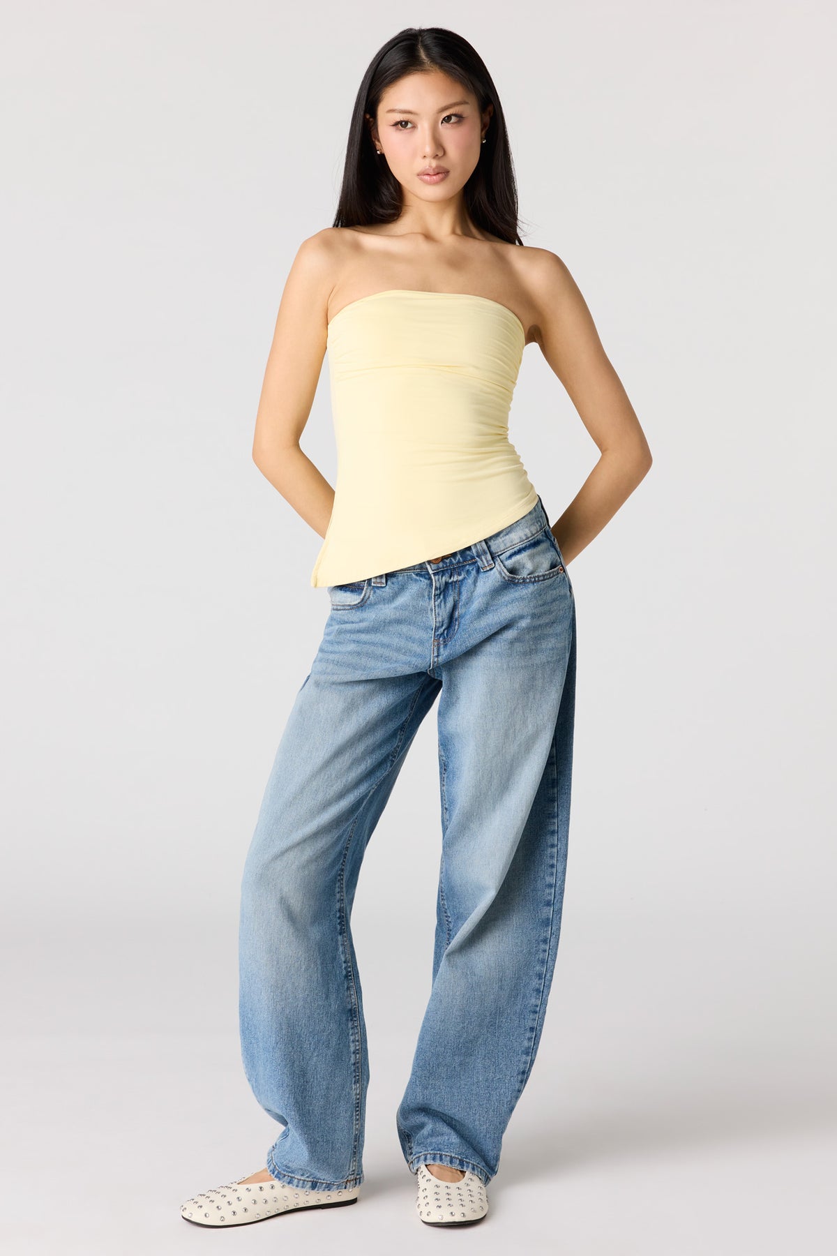 Alt View 3. Contour Asymmetrical Tube Top - Yellow