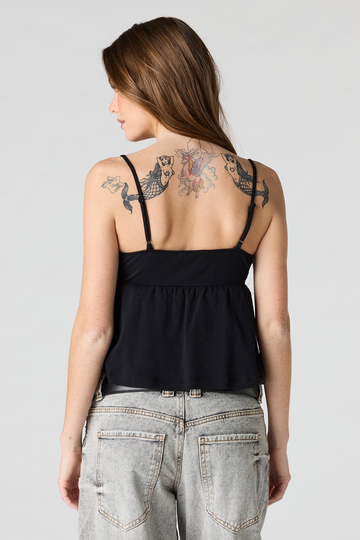 Alt View 2. Surplice Babydoll Cami - Heather Grey