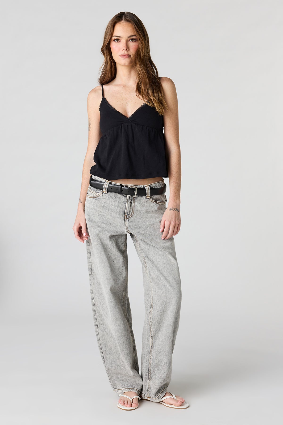 Alt View 3. Surplice Babydoll Cami - Heather Grey