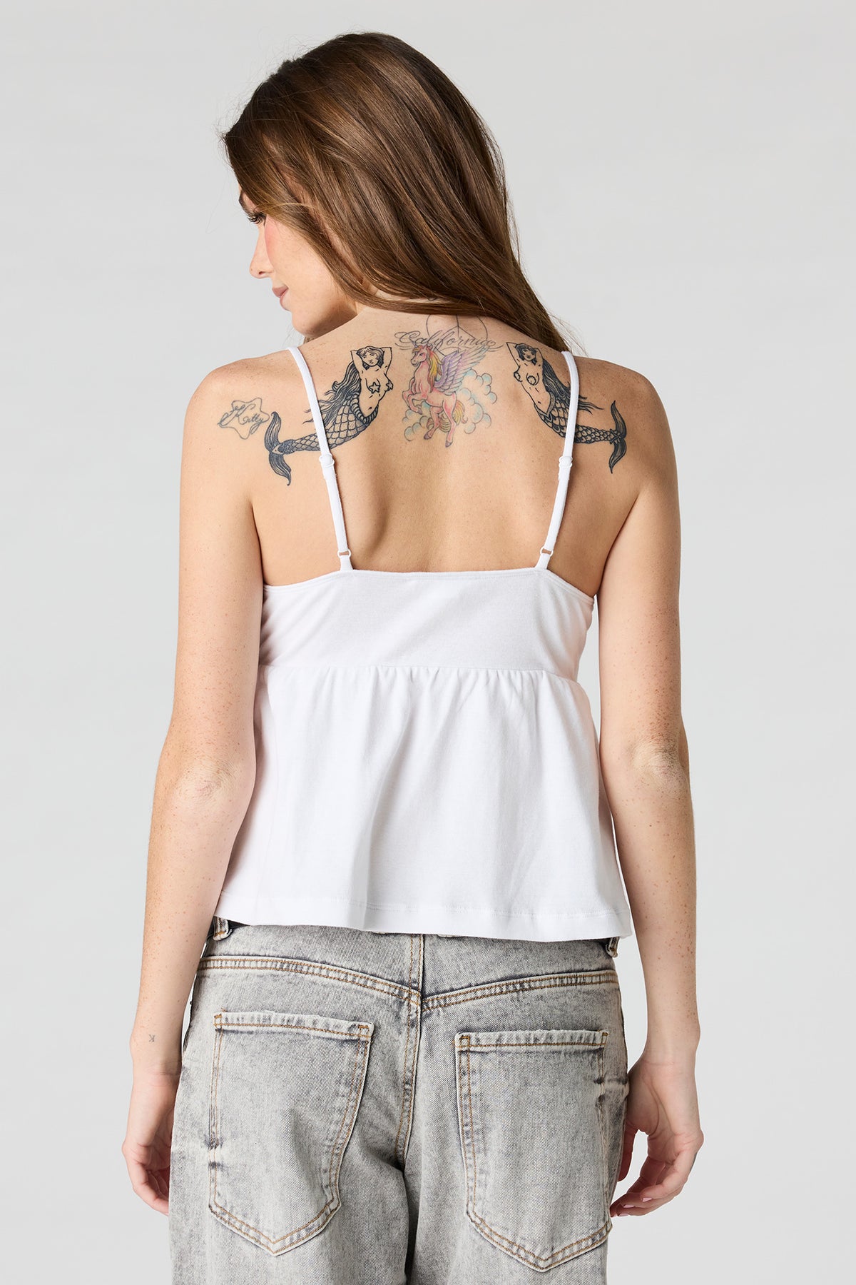 Alt View 5. Surplice Babydoll Cami - Heather Grey