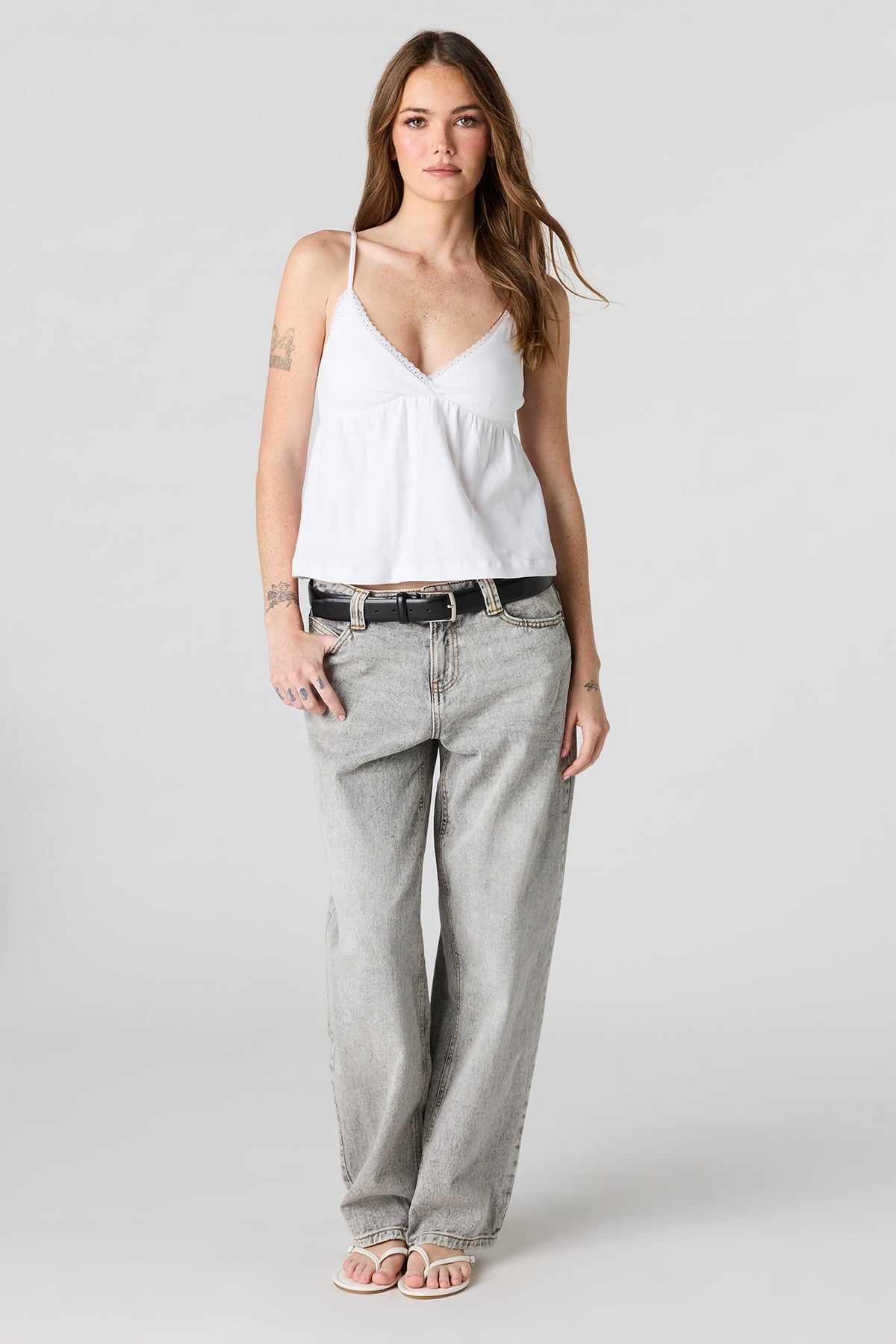 Alt View 6. Surplice Babydoll Cami - Heather Grey