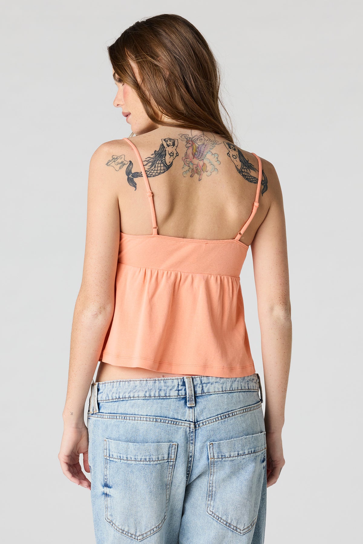 Alt View 8. Surplice Babydoll Cami - Heather Grey