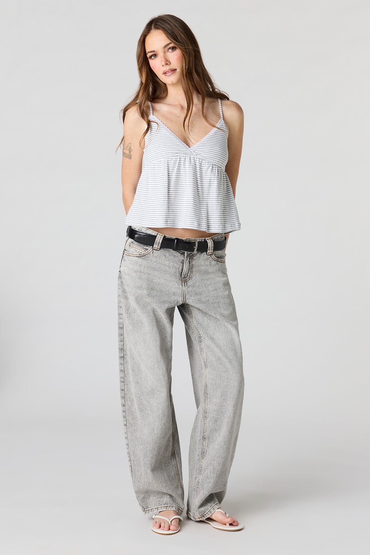 Alt View 15. Surplice Babydoll Cami - Heather Grey