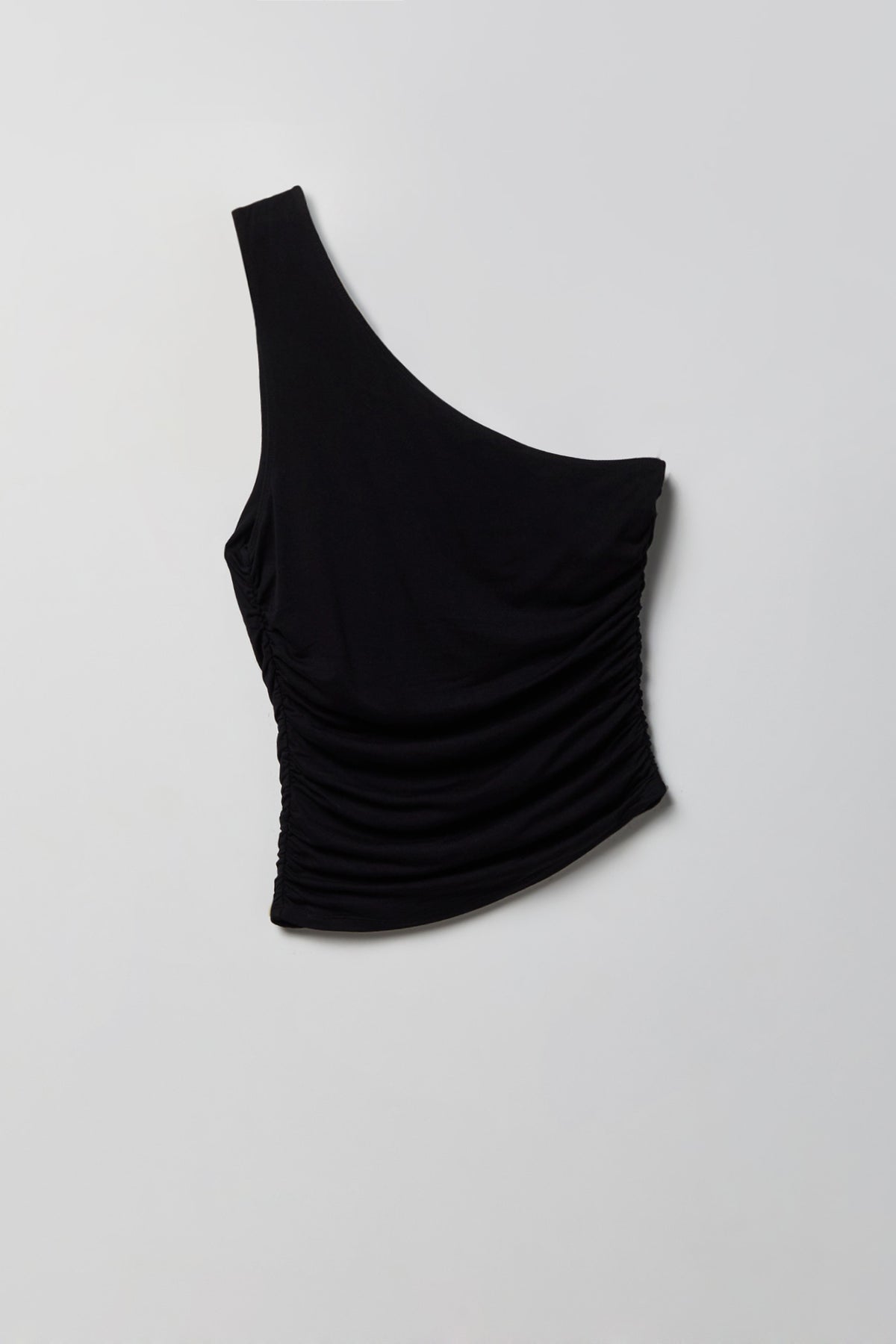 Alt View 4. Ruched One Shoulder Top - Black