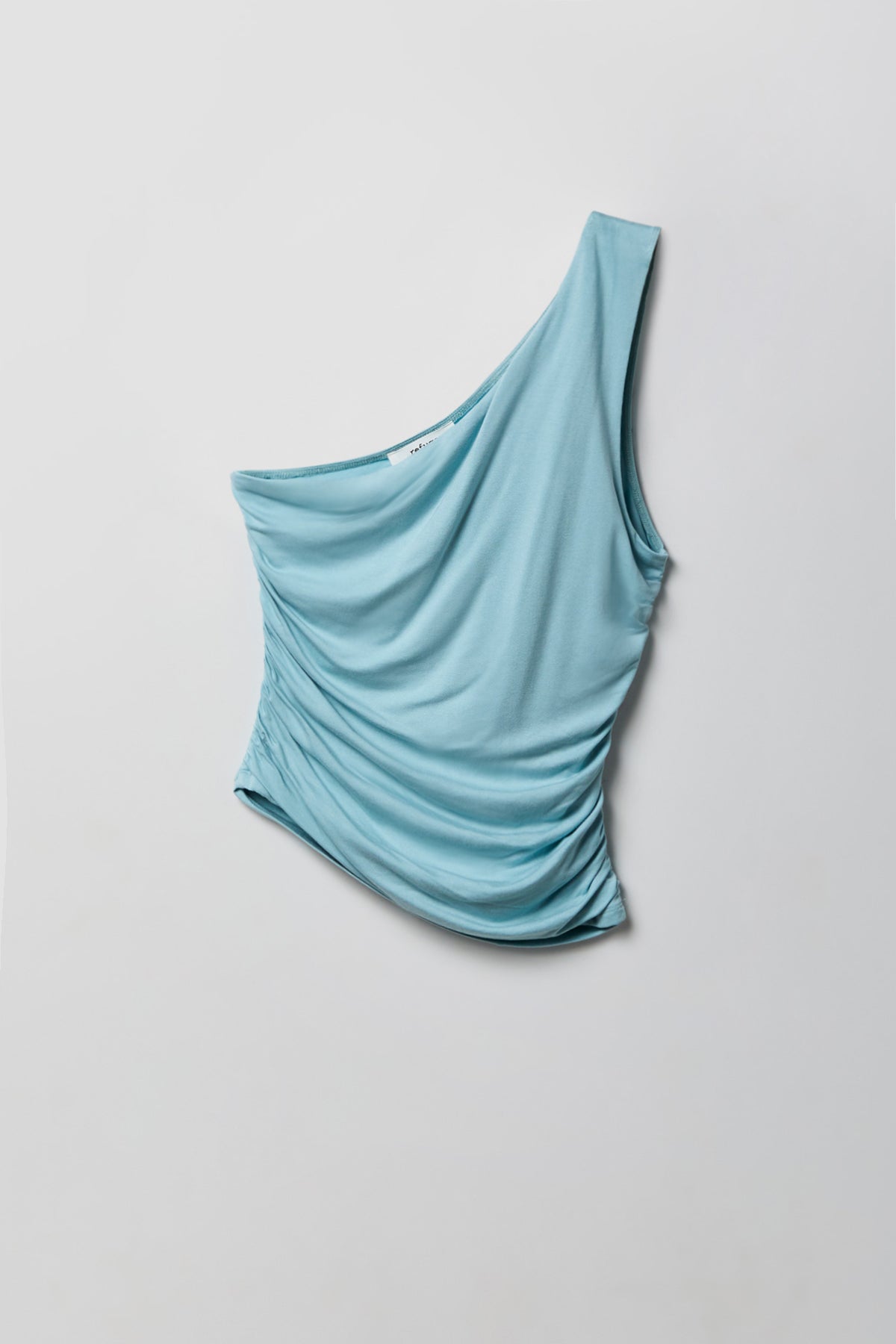 Alt View 4. Ruched One Shoulder Top - Light Blue