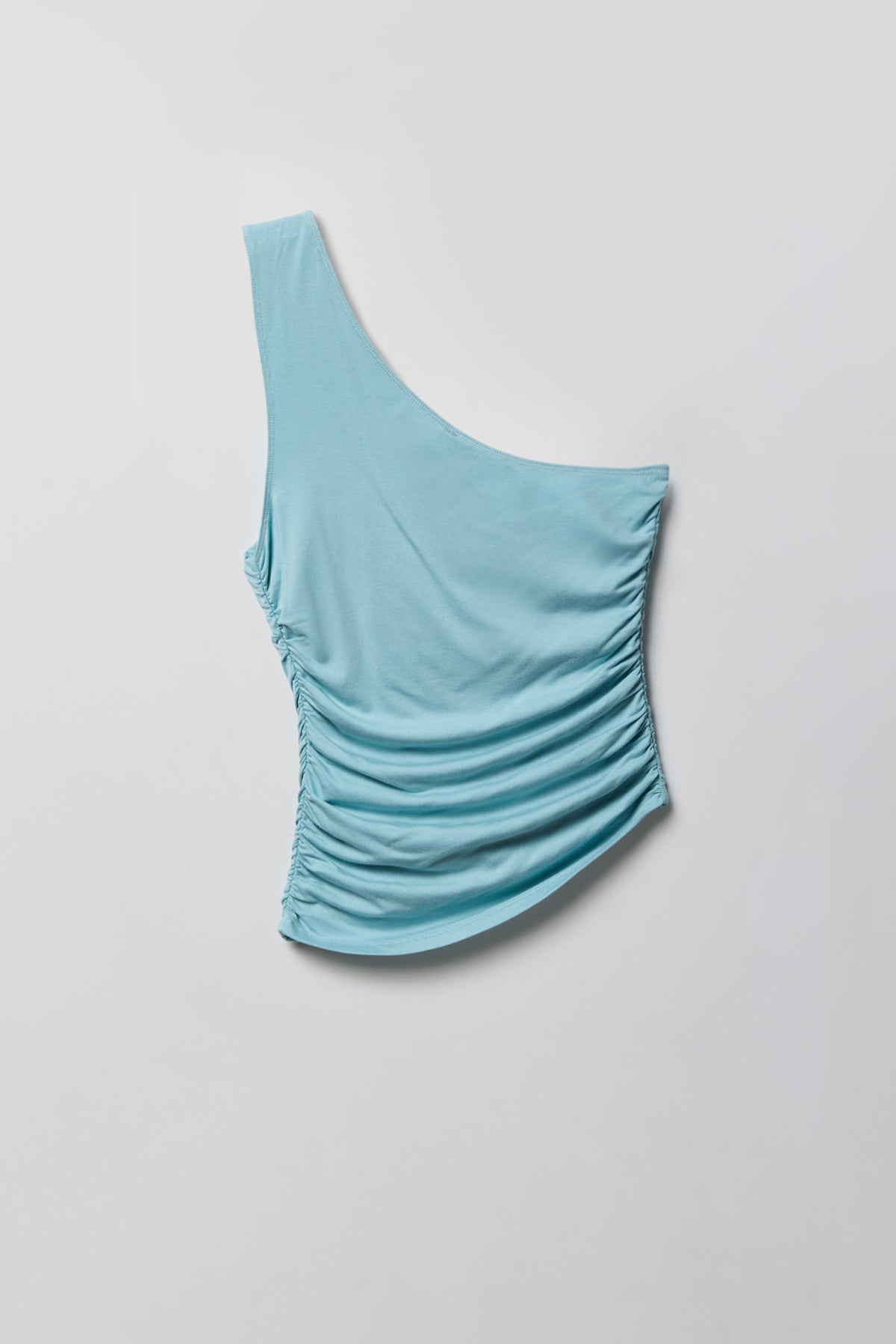 Alt View 5. Ruched One Shoulder Top - Light Blue