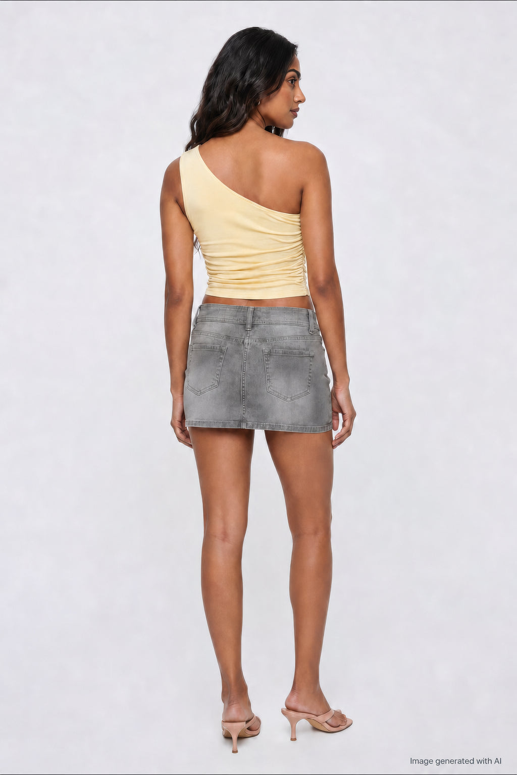 Alt View 3. Ruched One Shoulder Top - Yellow