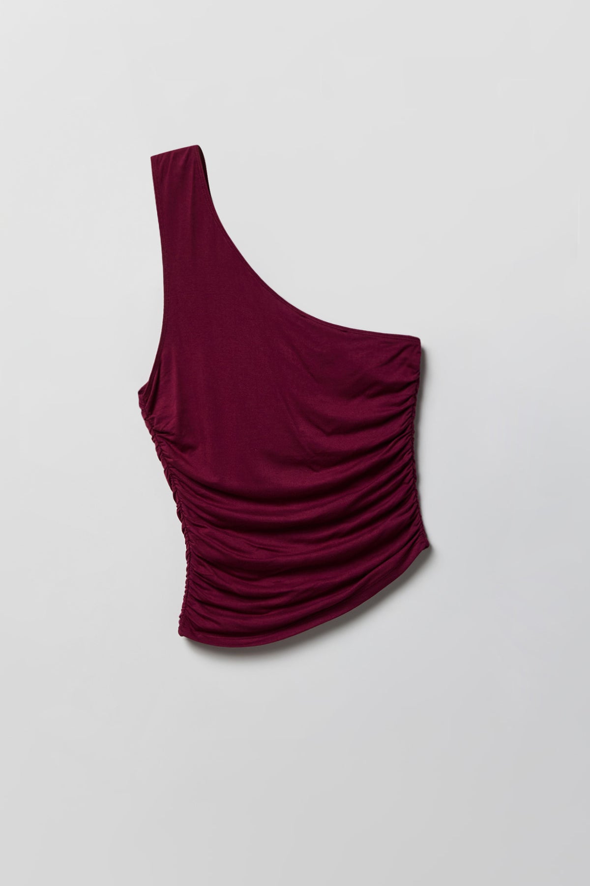 Alt View 5. Ruched One Shoulder Top - Burgundy