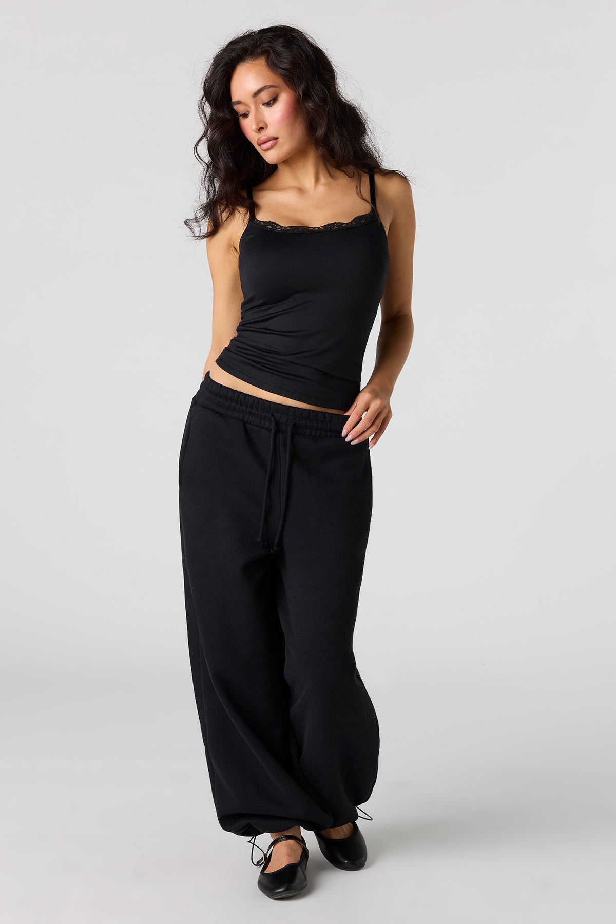 Alt View 3. Braless Lace Trim Tank - Black