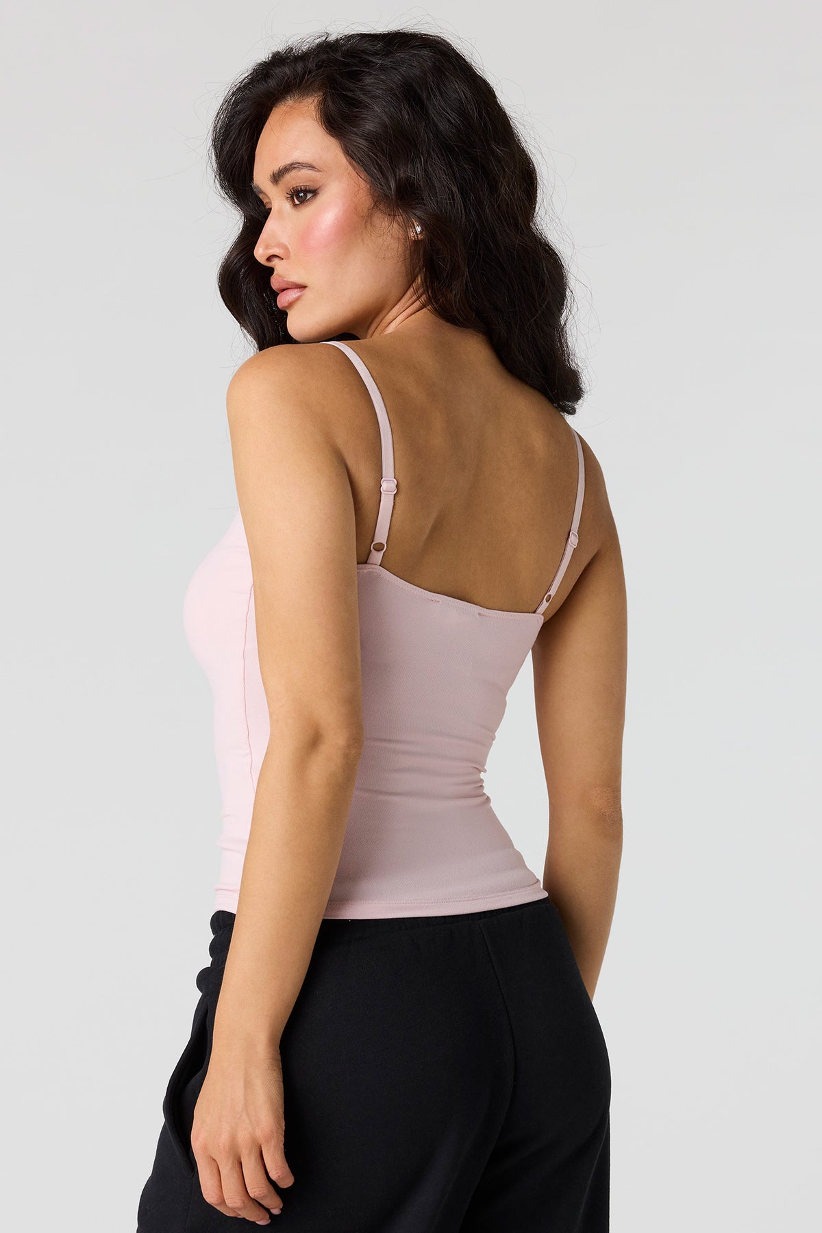 Alt View 2. Braless Lace Trim Tank - Light Pink