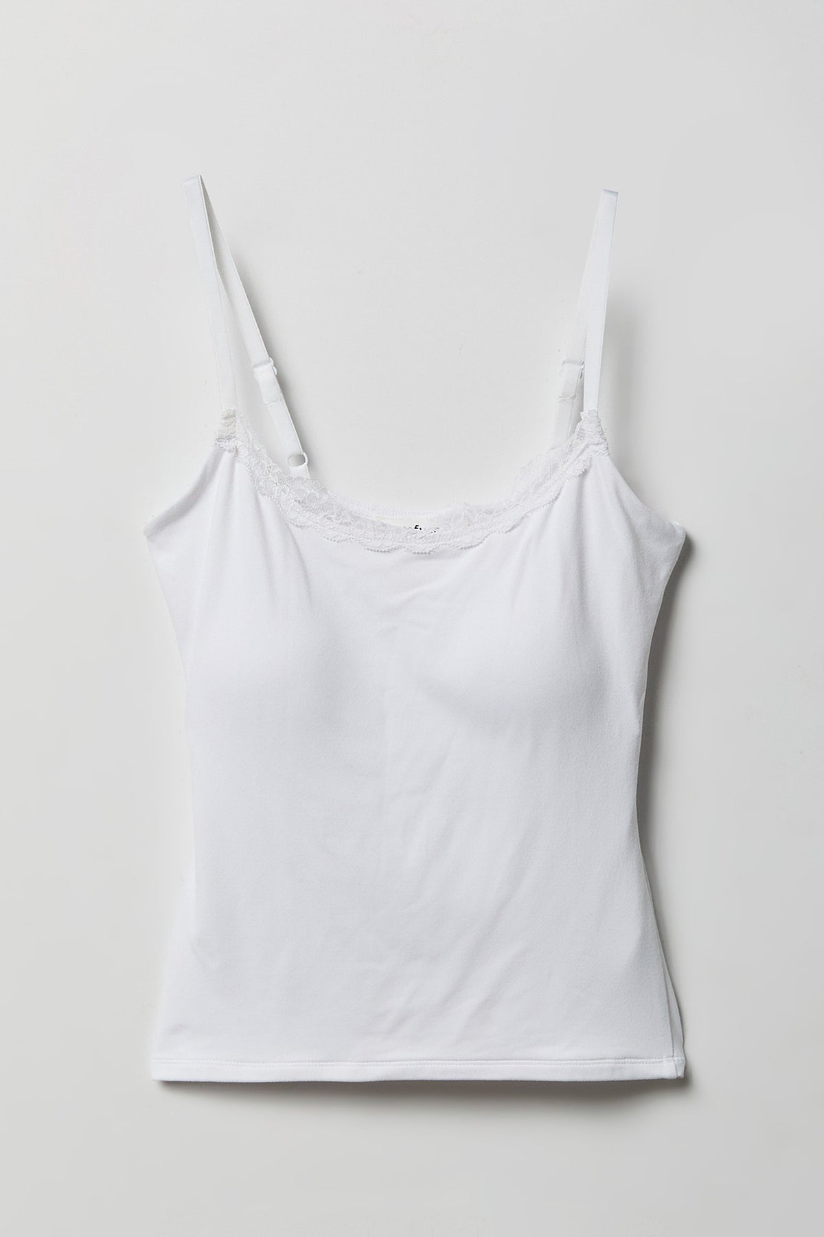 Luxe Heavy Contour Braless Lace Trim Tank - White