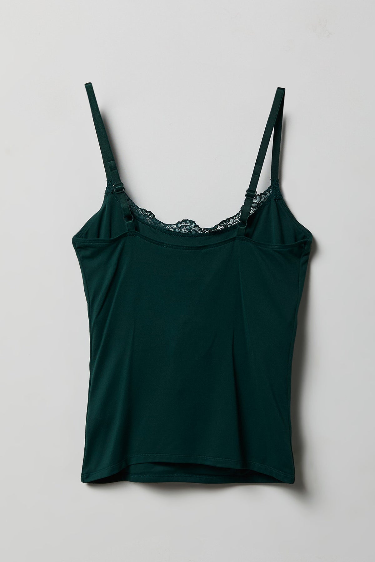 Alt View 2. Luxe Heavy Contour Braless Lace Trim Tank - Hunter Green