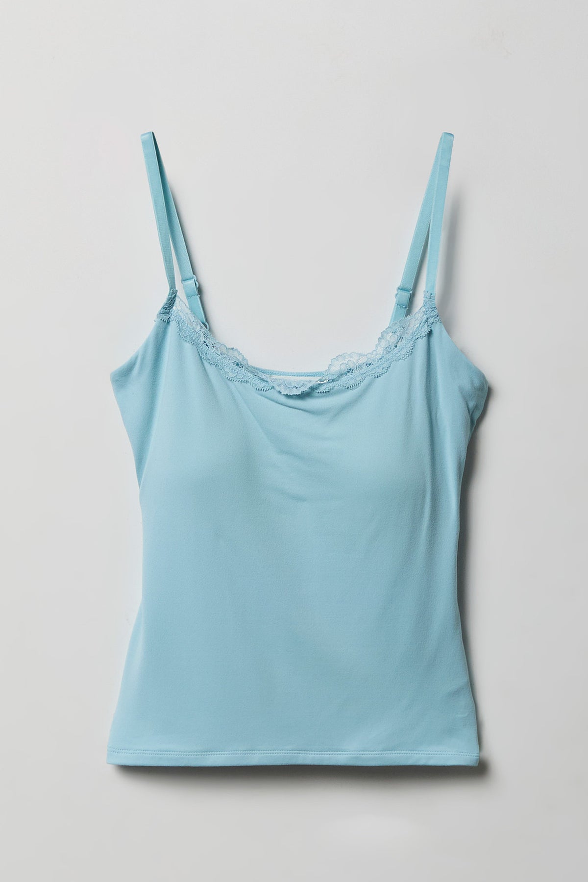 Luxe Heavy Contour Braless Lace Trim Tank - Blue