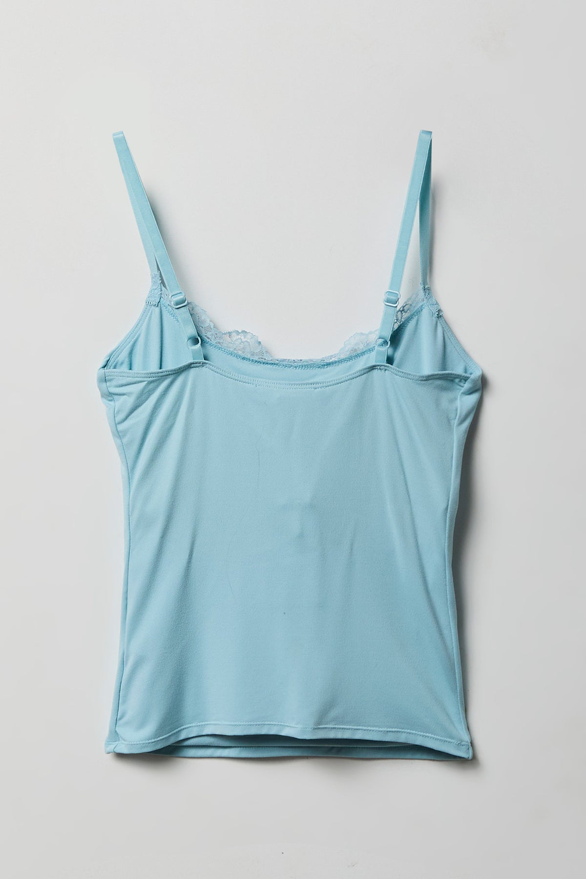 Alt View 2. Luxe Heavy Contour Braless Lace Trim Tank - Blue