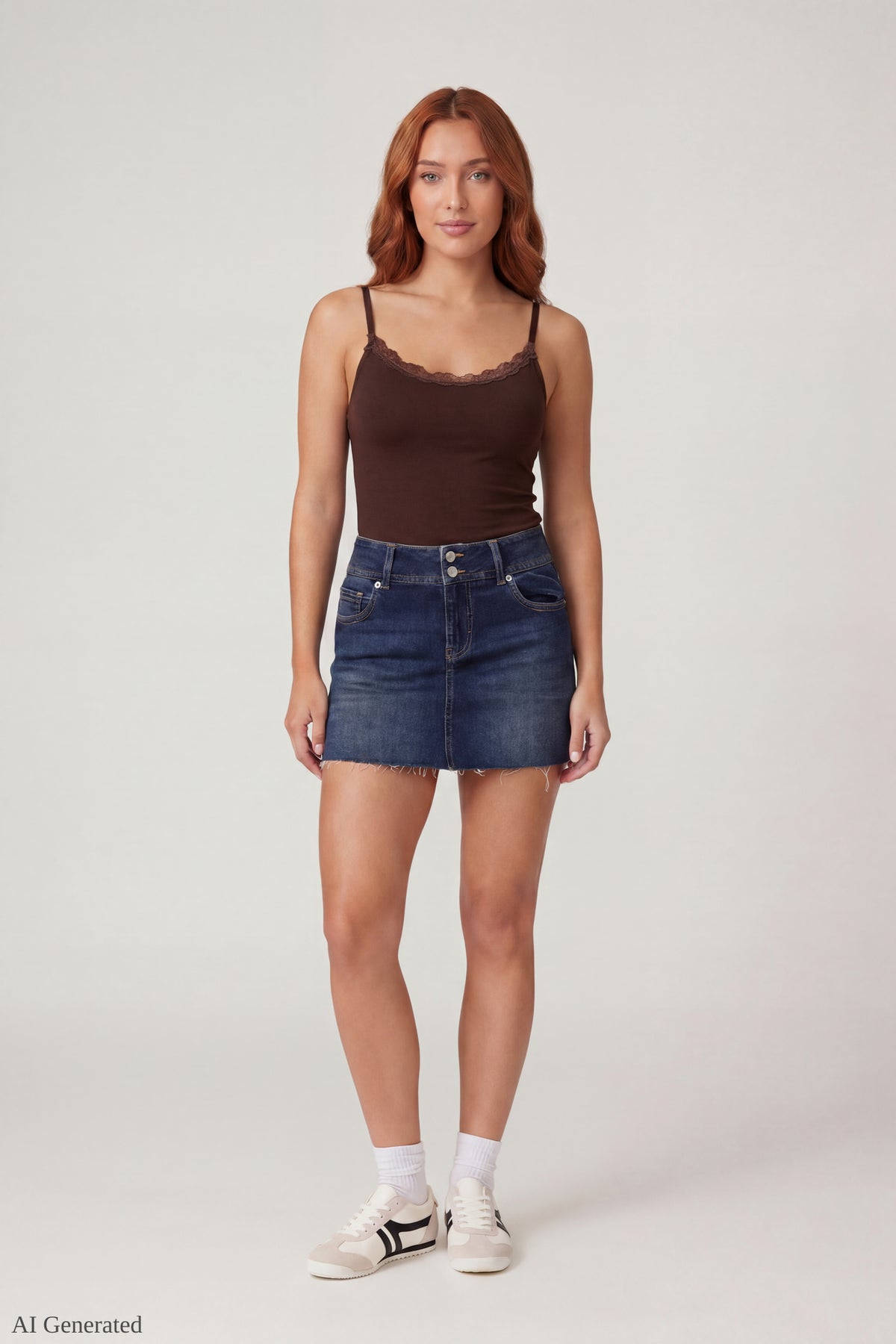 Alt View 2. Luxe Heavy Contour Braless Lace Trim Tank - Brown